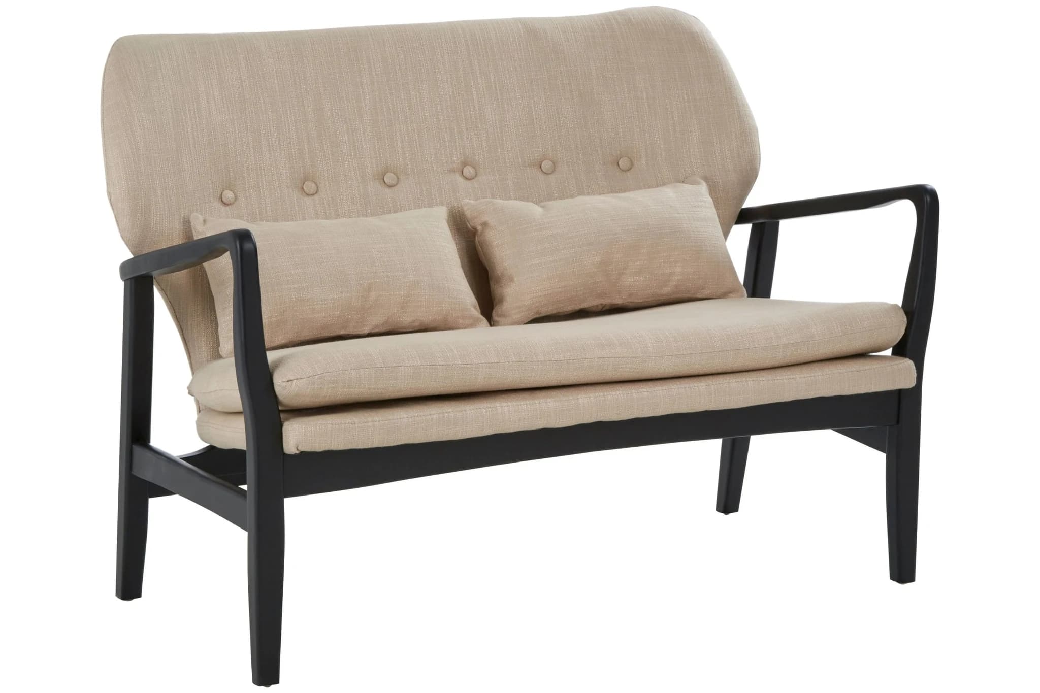 Stockholm 2 Seat Beige Sofa With Black Wood Frame - Seating, photo 4 of 8
