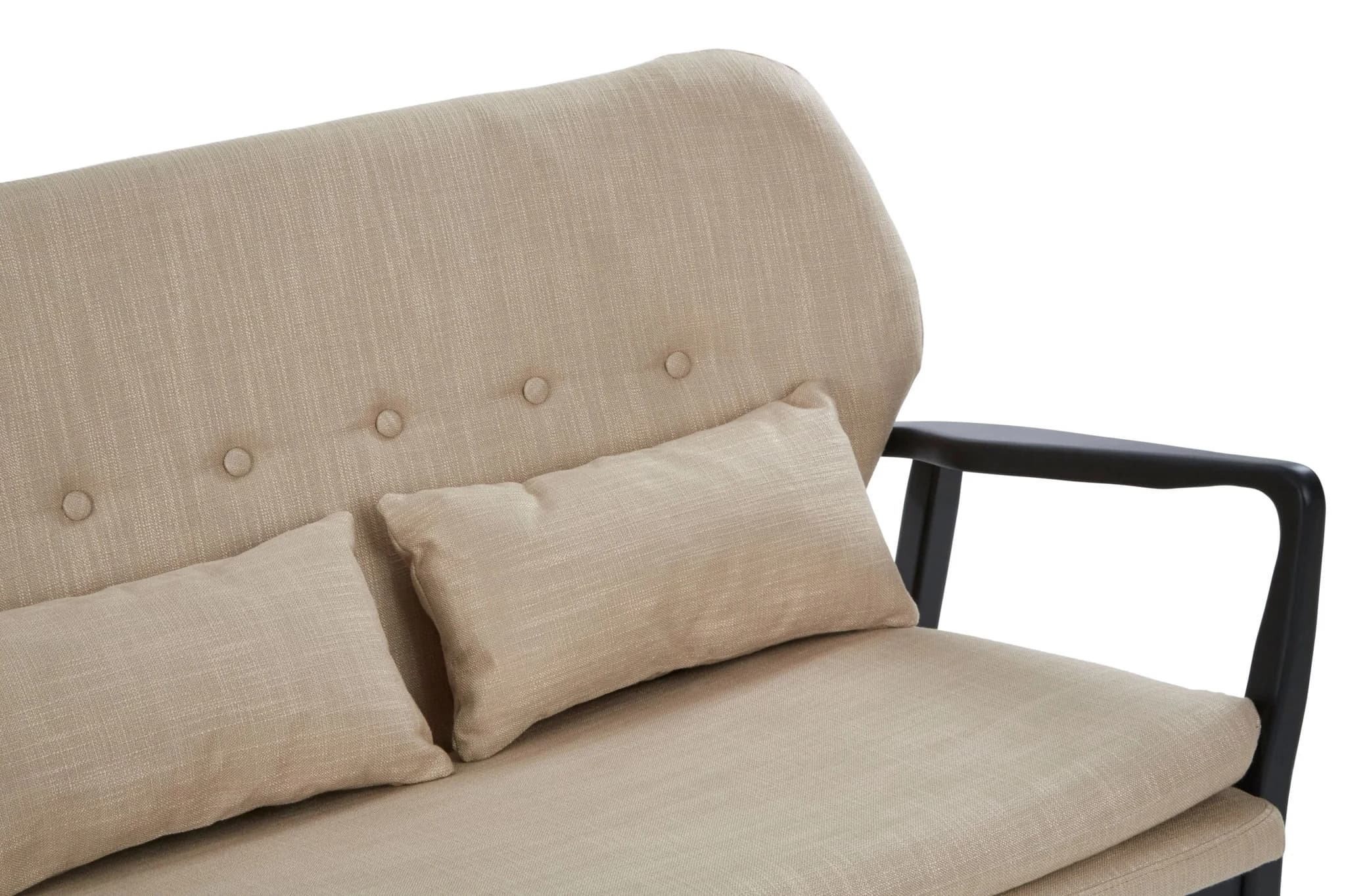 Stockholm 2 Seat Beige Sofa With Black Wood Frame - Seating, photo 7 of 8