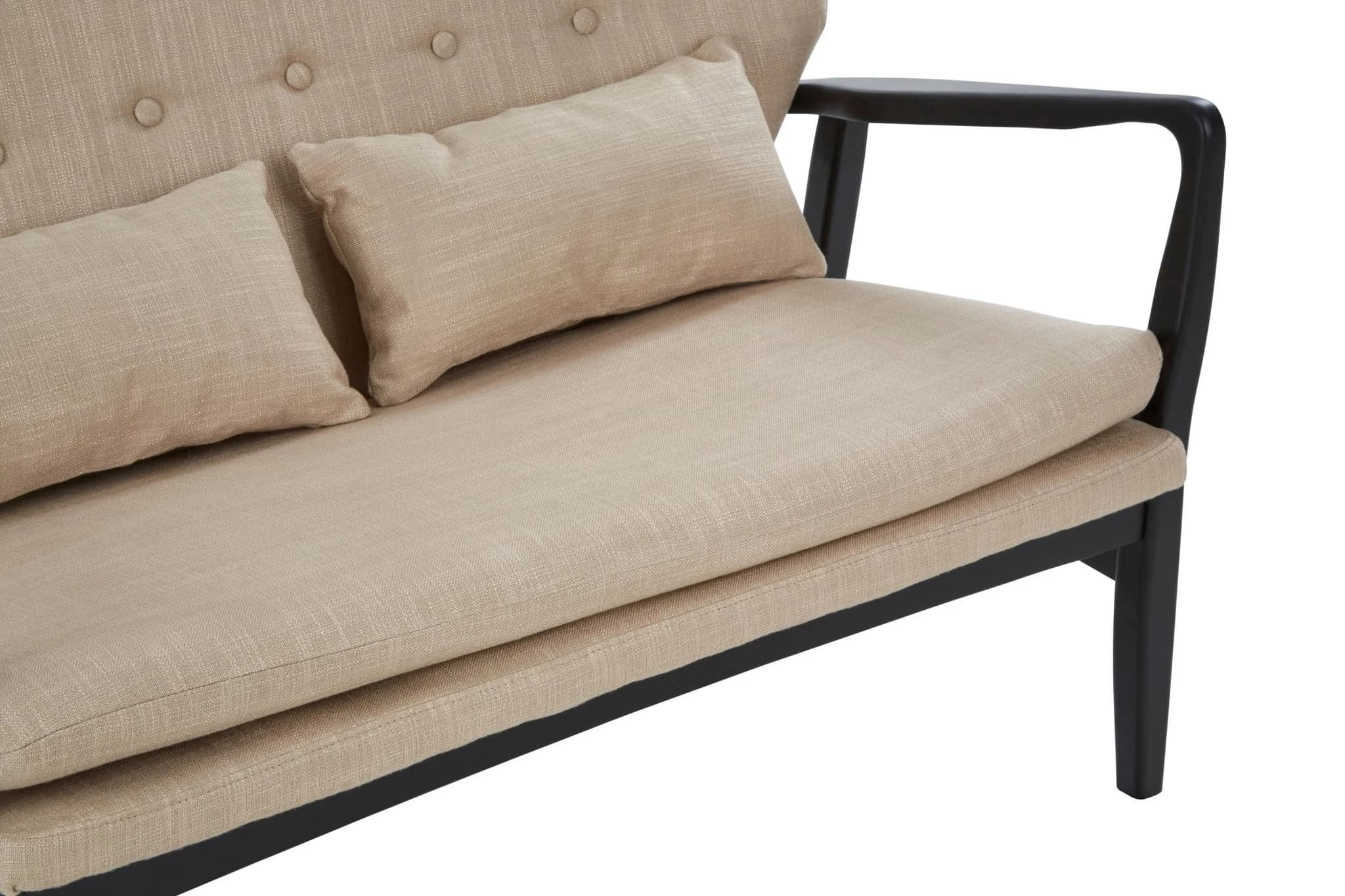 Stockholm 2 Seat Beige Sofa With Black Wood Frame - Seating, photo 6 of 8