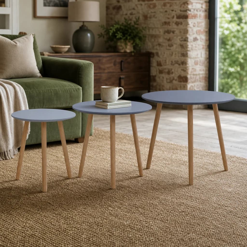 Nostra Grey Set Of 3 Round Tables - Tables, photo 1 of 8