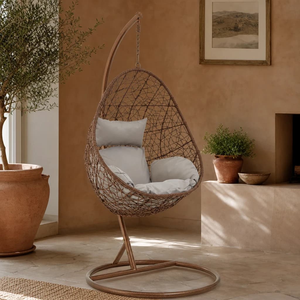 Goa Brown Rattan Hanging Chair - Seating, photo 1 of 8
