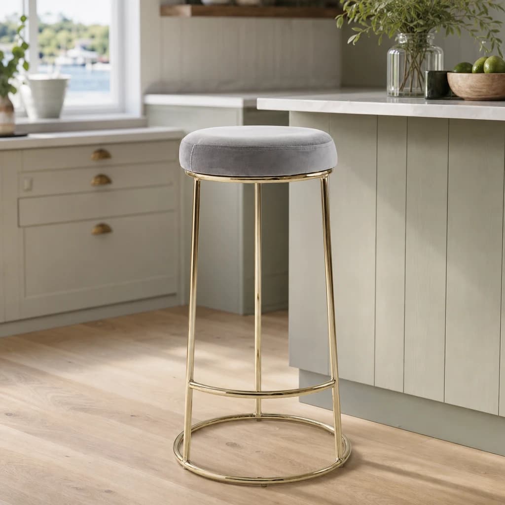 Manhattan Grey Velvet Tall Bar Stool - Seating, photo 1 of 7