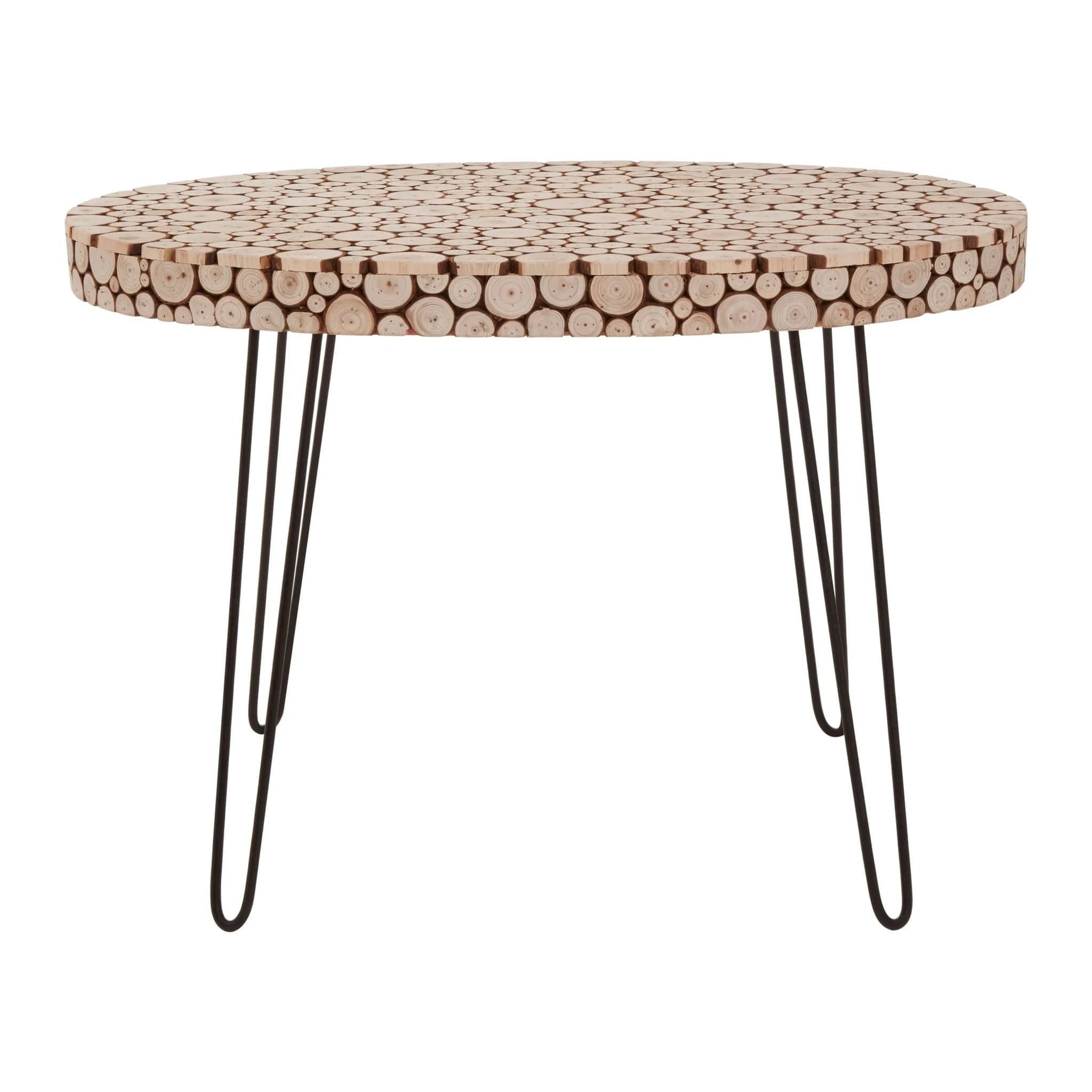 Lacuna Fir Wood Disc Mosaic Oval Coffee Table - Tables, photo 5 of 8