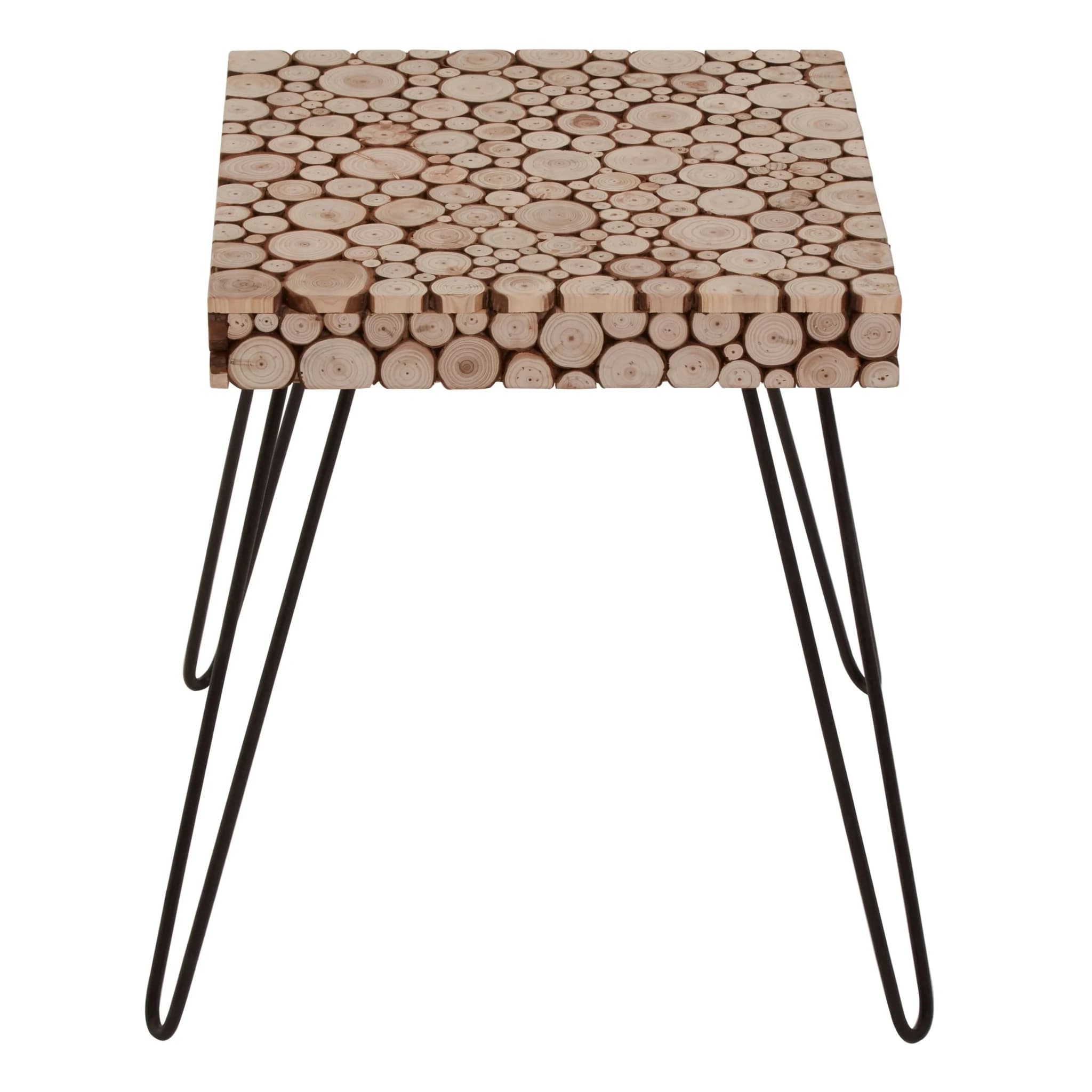 Lacuna Fir Wood Disc Mosaic Square Side Table - Tables, photo 7 of 8