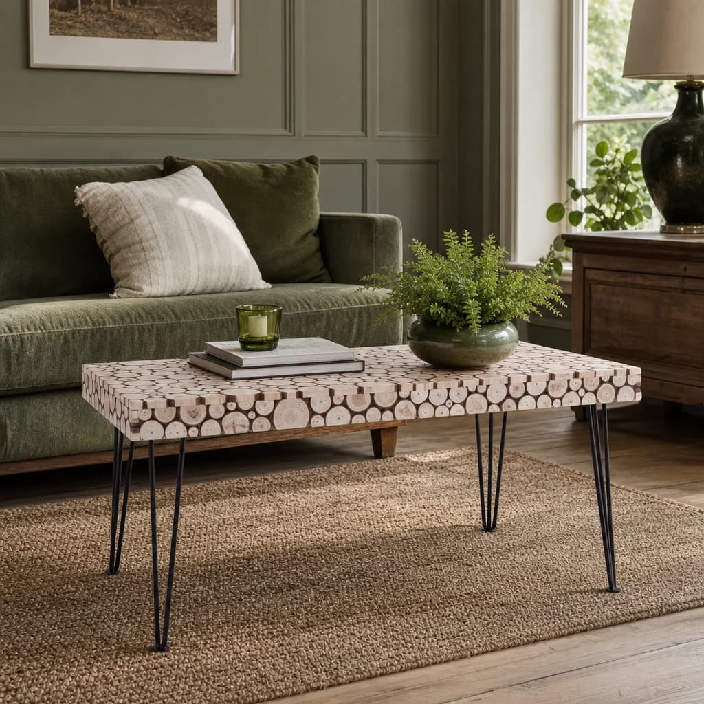 Lacuna Fir Wood Disc Mosaic Coffee Table - Tables, photo 1 of 8