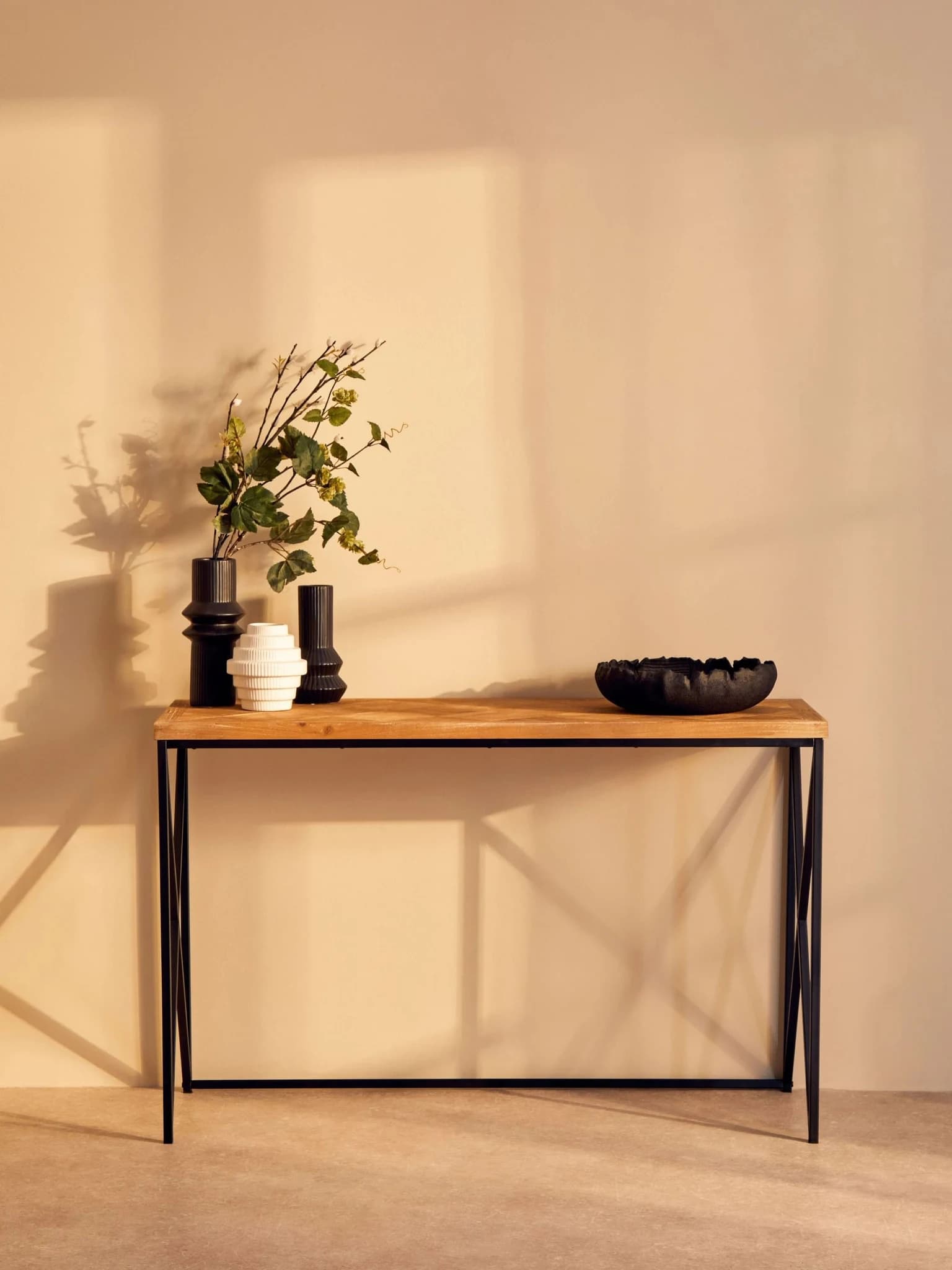 Kickford Parquet Fir Wood Console Table - Tables, photo 4 of 8