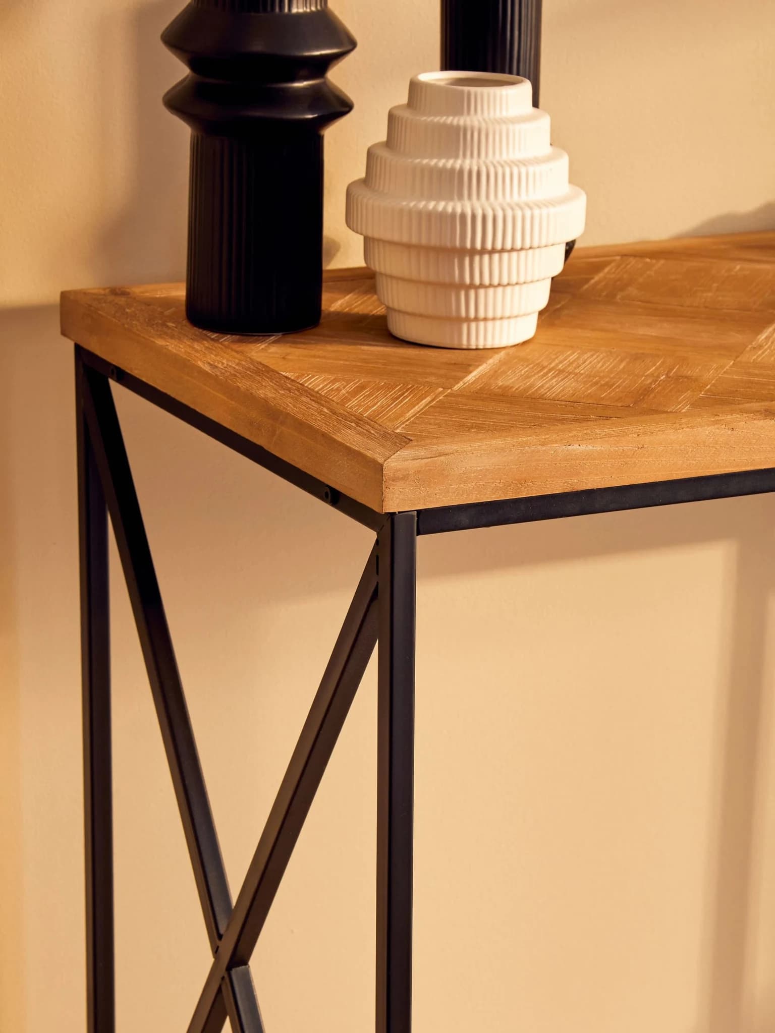 Kickford Parquet Fir Wood Console Table - Tables, photo 3 of 8