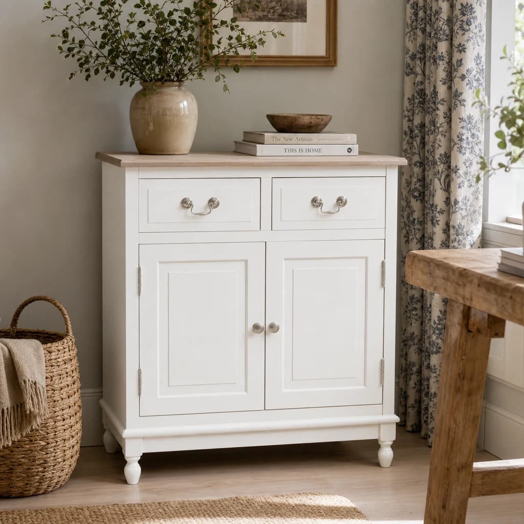 Heritage 2 Drawer White Wooden Sideboard - Bookcases & shelving, photo 1 of 8