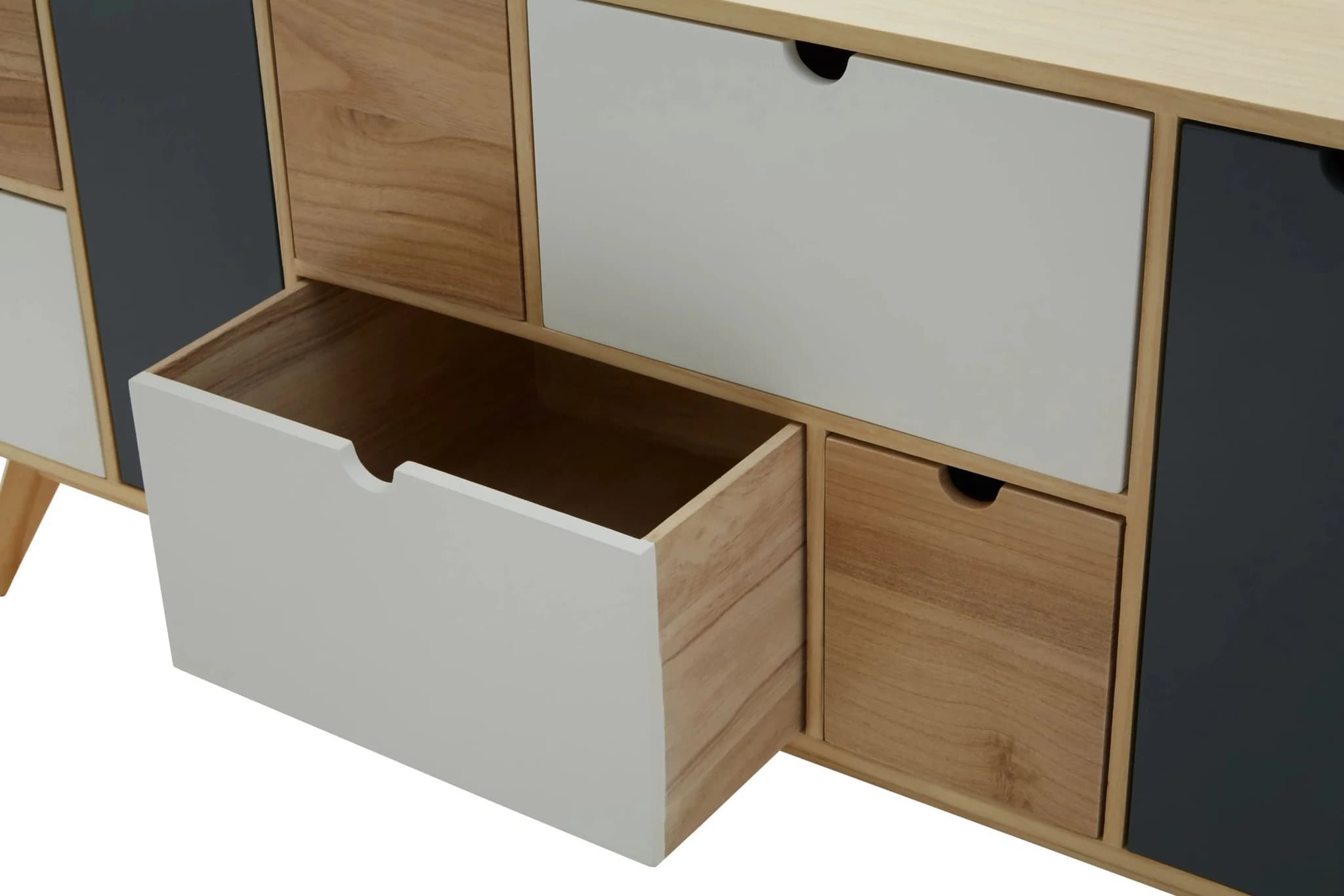 Watson Tri Colour Chest of 6 Drawers and 2 Doors Cabinet - Furniture, photo 7 of 8