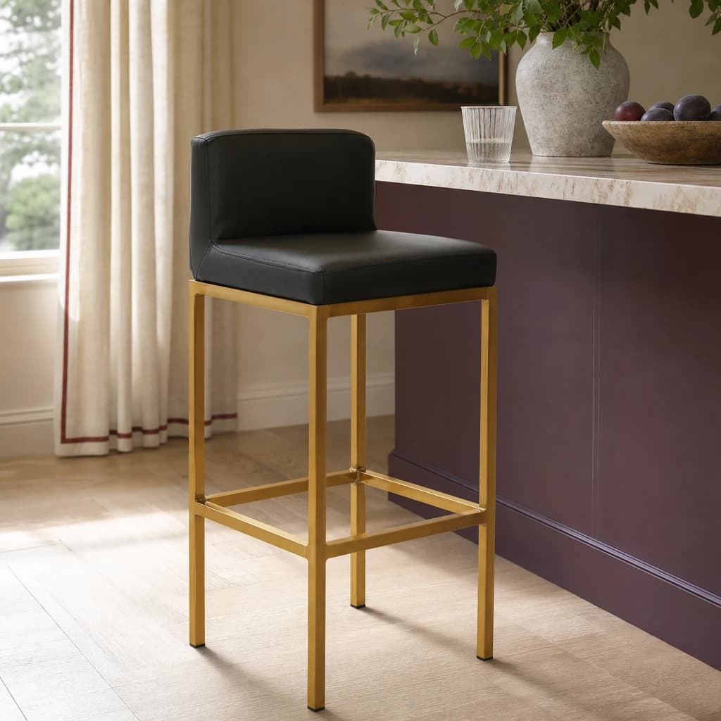 Baina Black And Gold Finish Bar Chair - Seating, photo 1 of 8