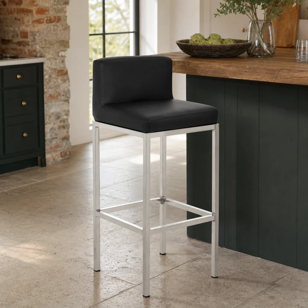 Baina Black And Chrome Finish Bar Chair - Seating, photo 1 of 8