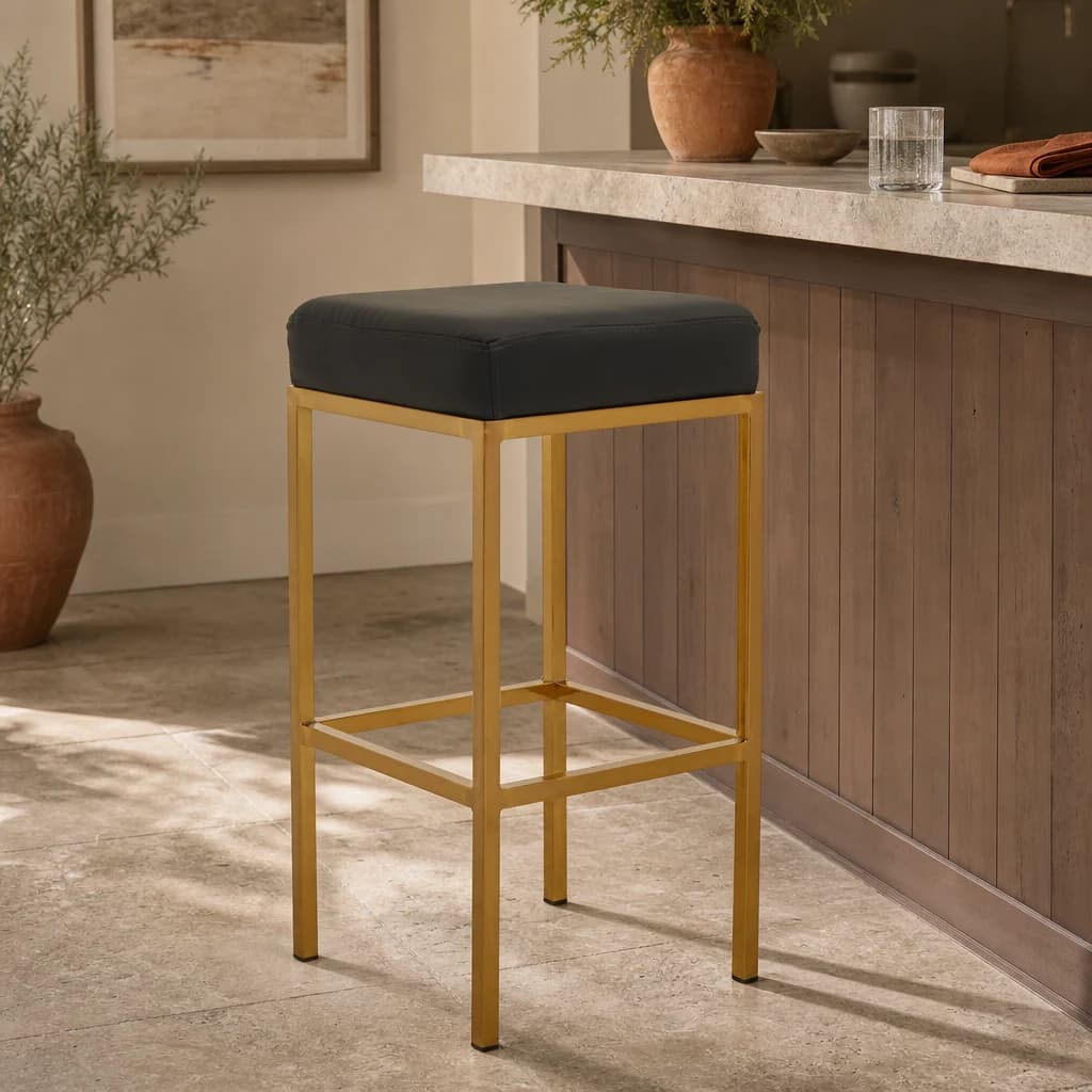 Baina Black And Gold Finish Bar Stool - Seating, photo 1 of 7