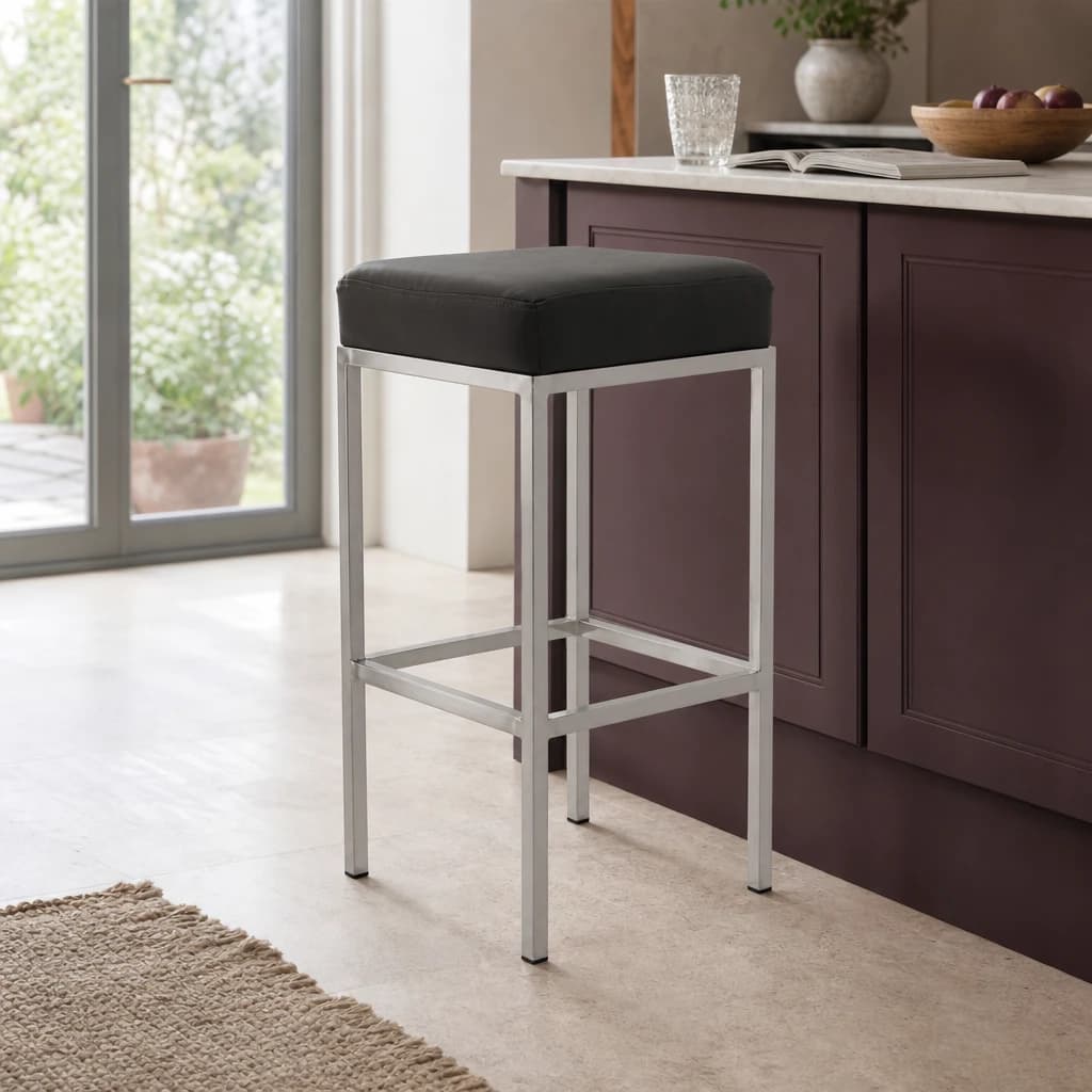 Baina Black And Chrome Finish Bar Stool - Seating, photo 1 of 7