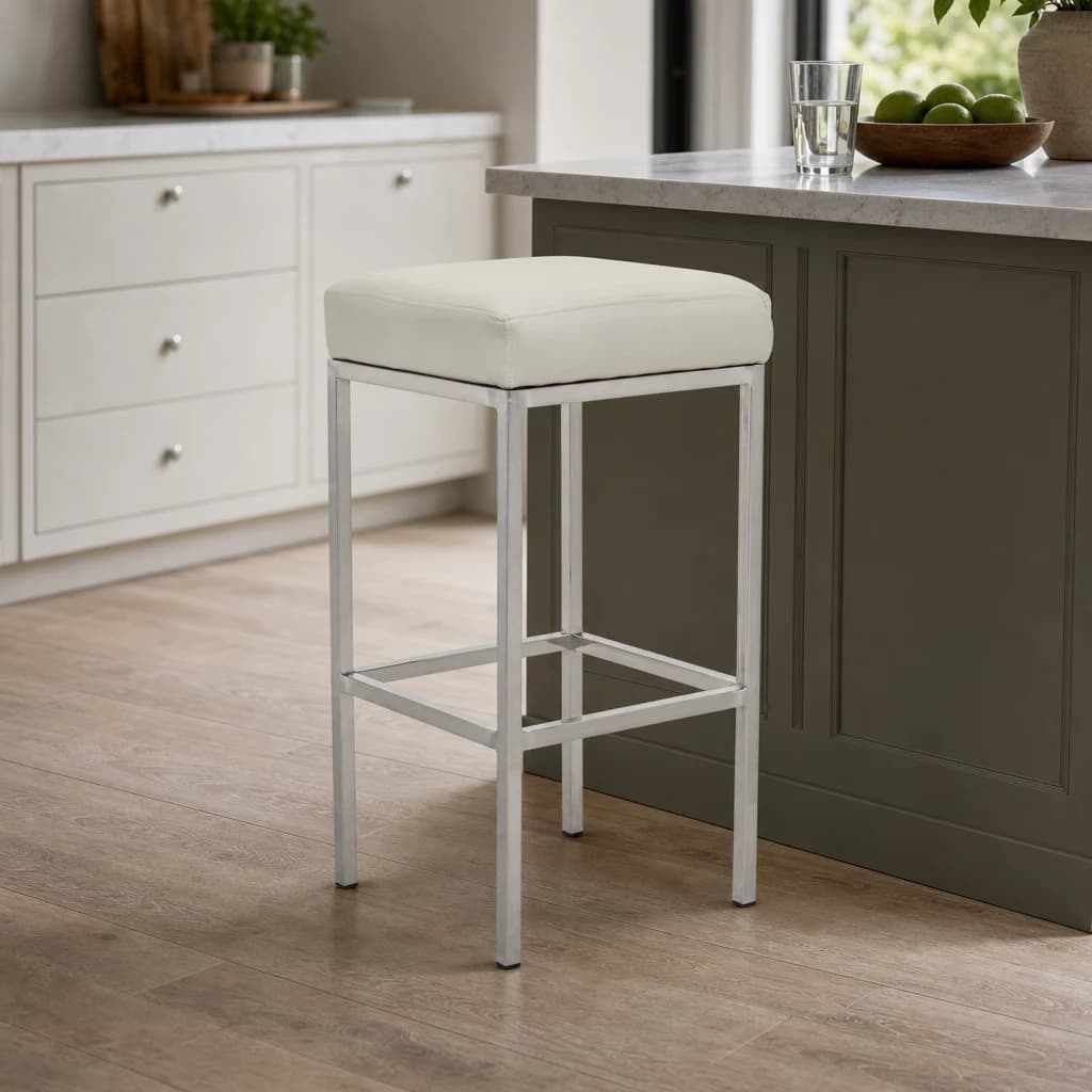 Baina White And Chrome Finish Bar Stool - Seating, photo 1 of 6