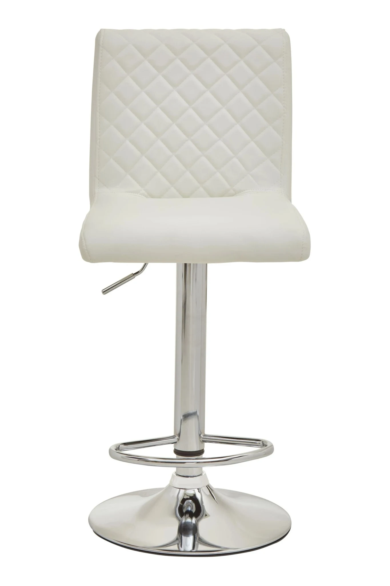 Baina White And Chrome Bar Stool With Round Base - Seating, photo 4 of 8