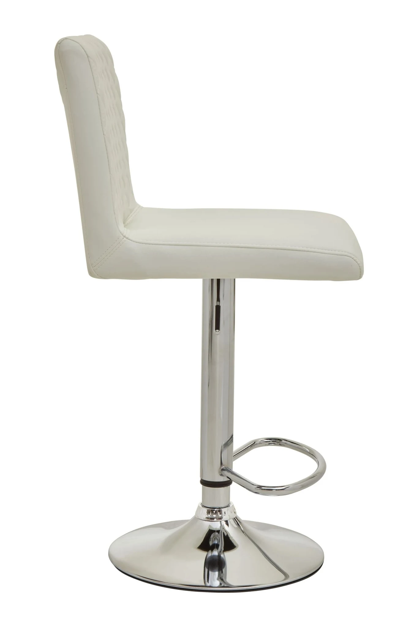 Baina White And Chrome Bar Stool With Round Base - Seating, photo 3 of 8