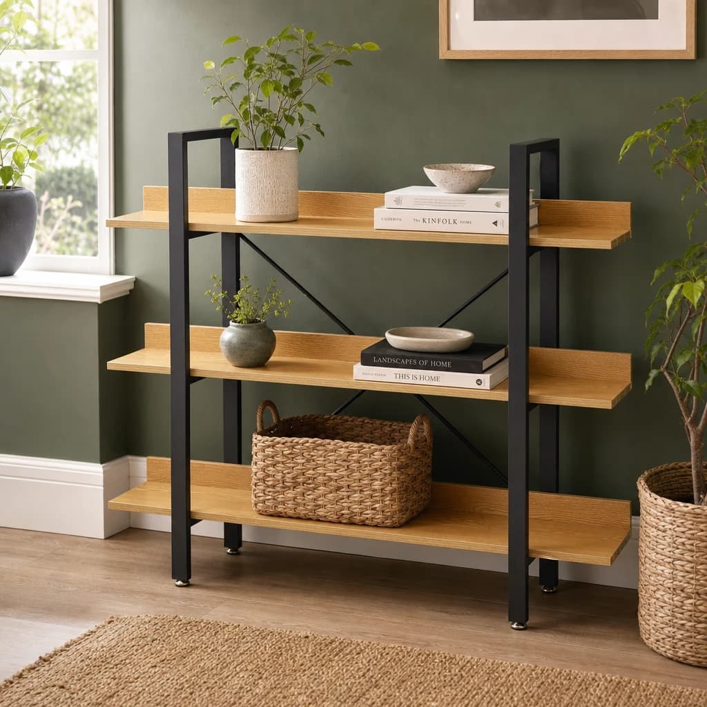 Laxton 3 Tier Light Oak Effect Shelving Unit - Bookcases & shelving, photo 1 of 7