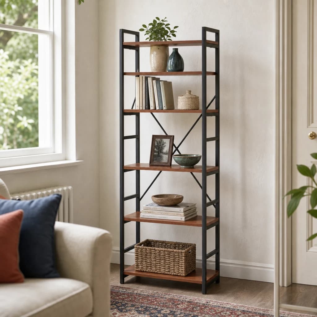 Laxton 5 Tier Wood Finish Shelf Unit - Bookcases & shelving, photo 1 of 8