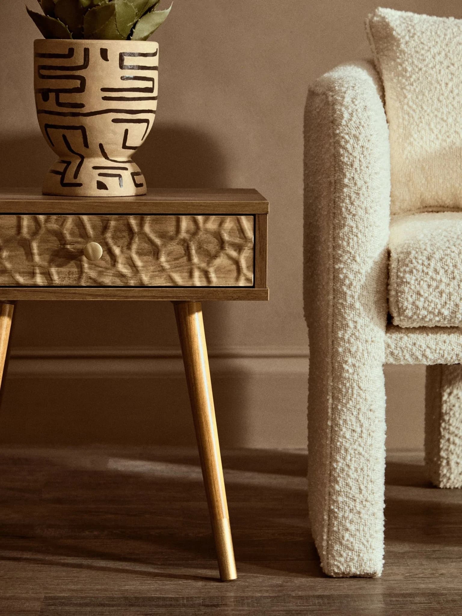 Frida Wood Veneer Bedside Table with 1 Drawer - Tables, photo 5 of 8