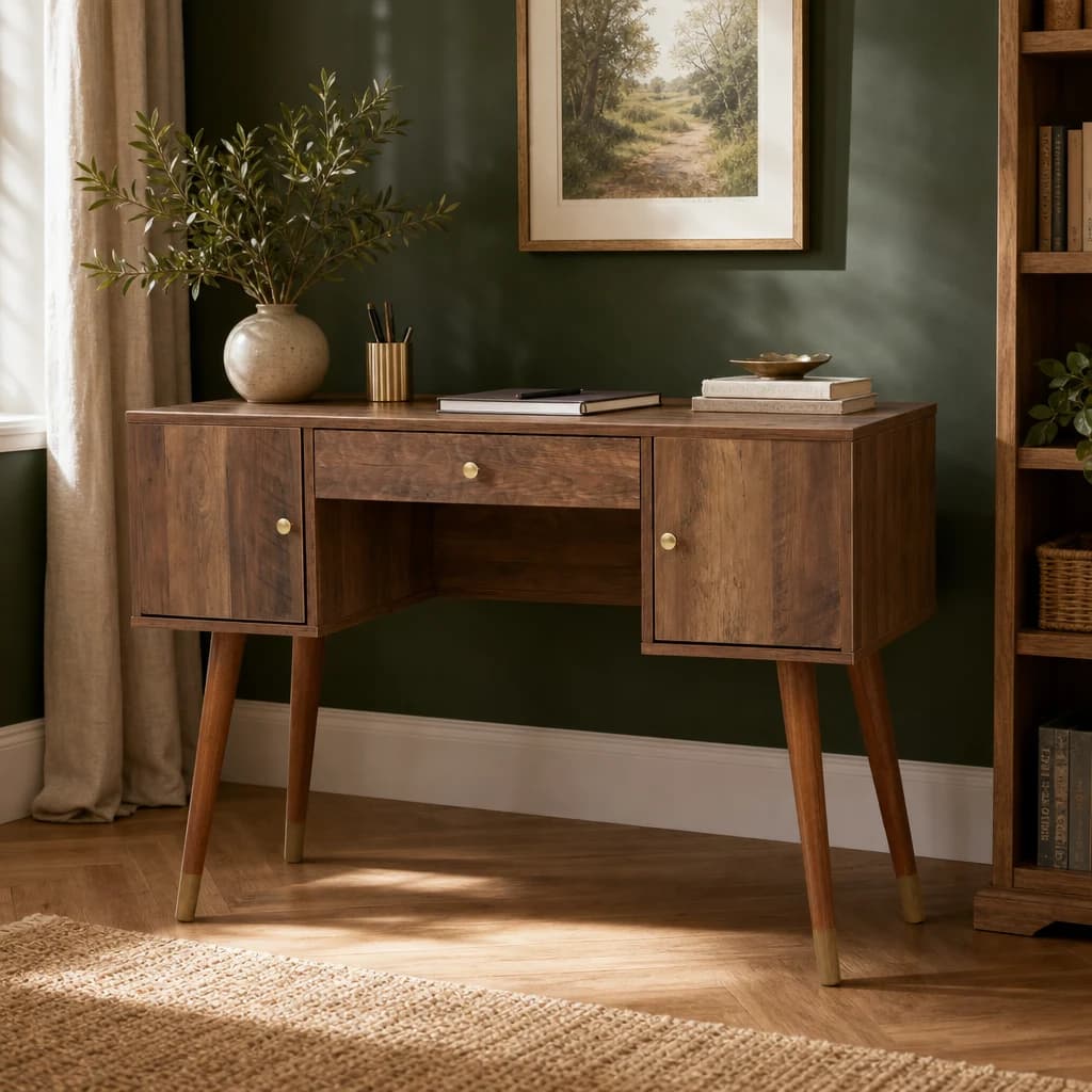 Frida Wood Veneer Desk with Storage - Tables, photo 1 of 8