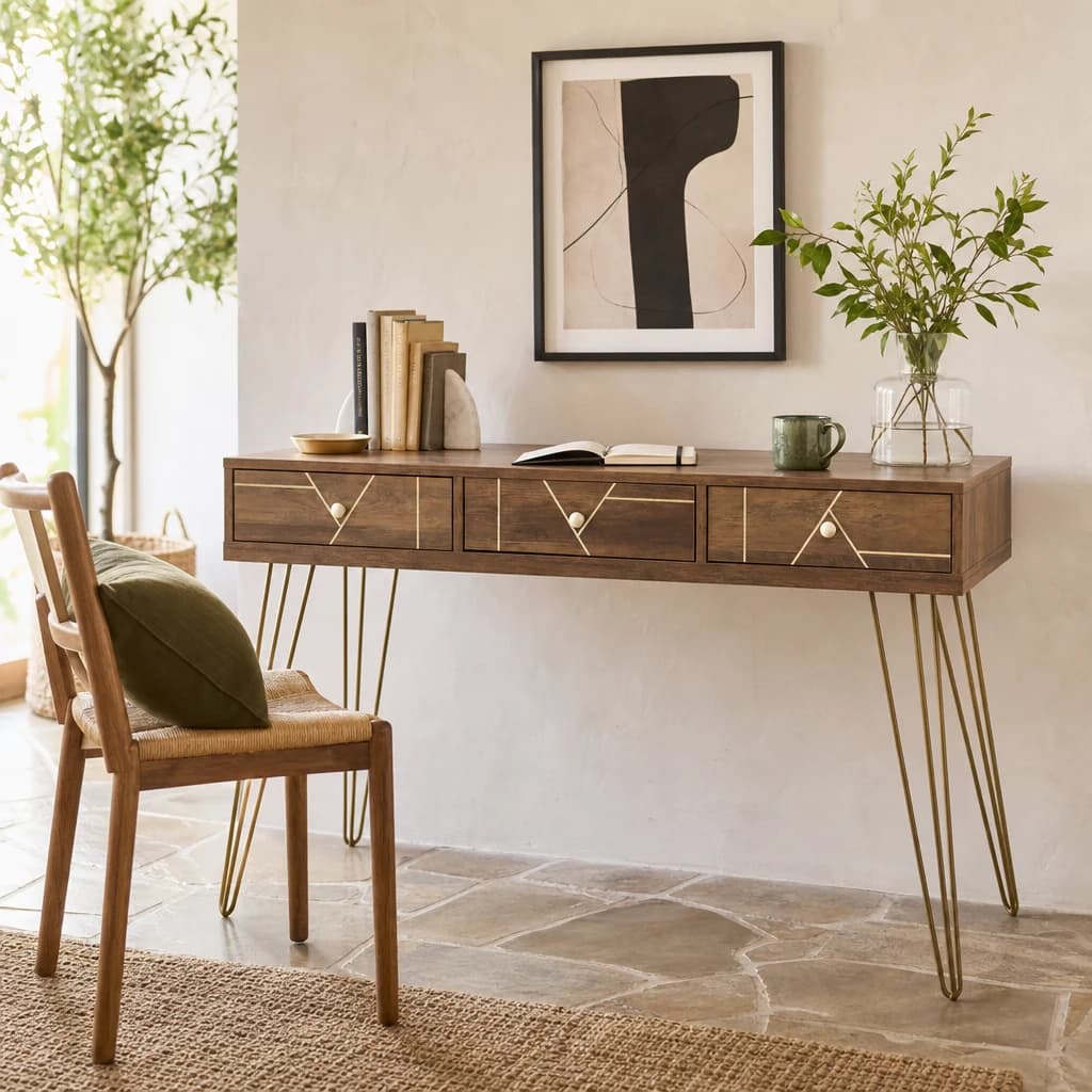 Flori Three Drawer Desk - Tables, photo 1 of 8