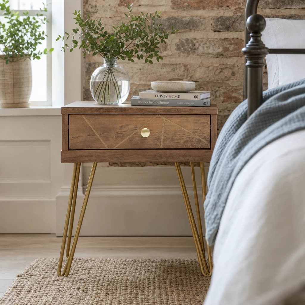 Flori 1 Drawer Draw Side Table with Hairpin Legs - Tables, photo 1 of 8