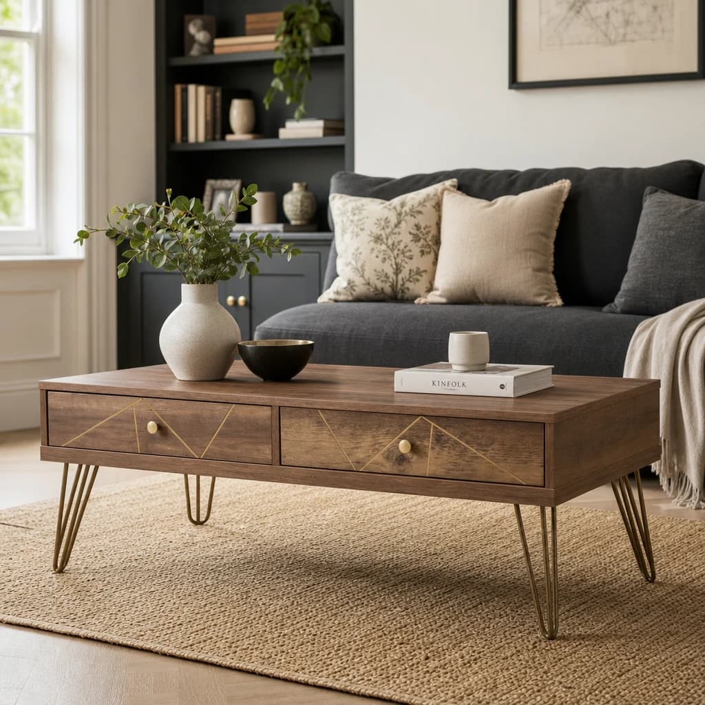 Flori Coffee Table with 2 Drawers - Tables, photo 1 of 8