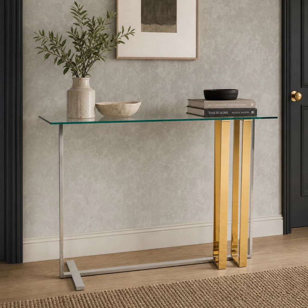 Alvea Silver and Gold Console Table - Tables, photo 1 of 2
