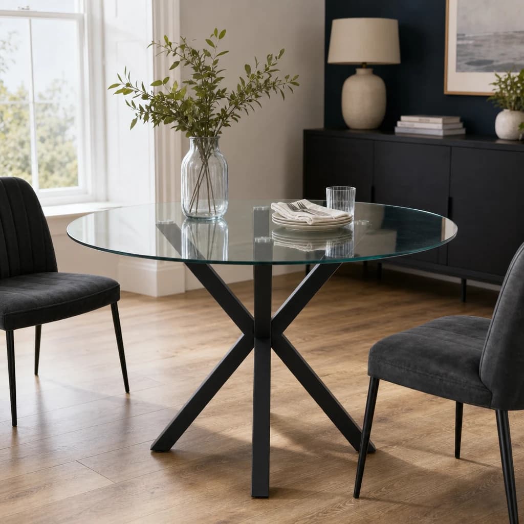 Salford Round Dining Table With Black Metal Legs - Tables, photo 1 of 8