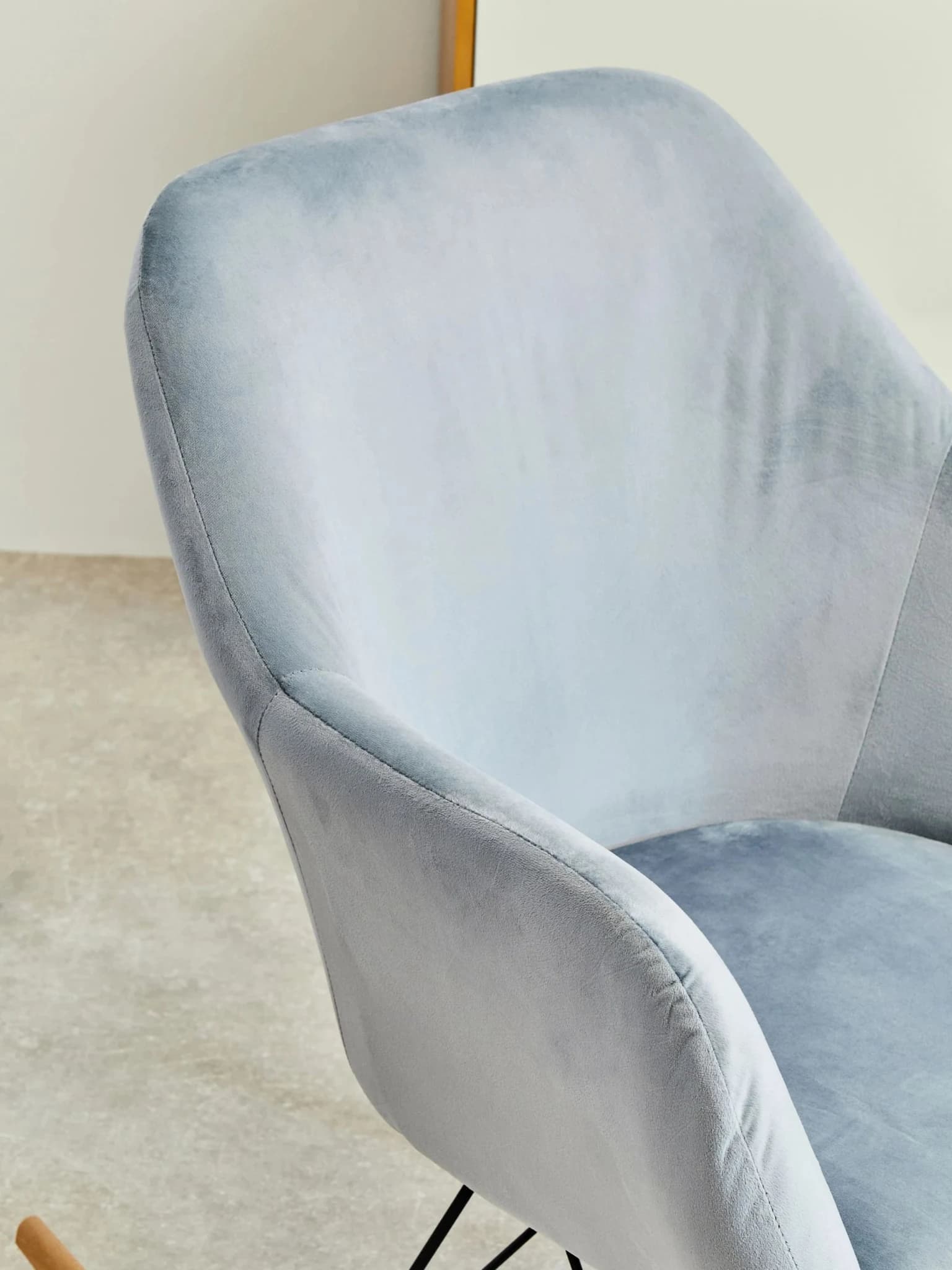 Stockholm Small Blue Velvet Rocking Chair - Seating, photo 8 of 8