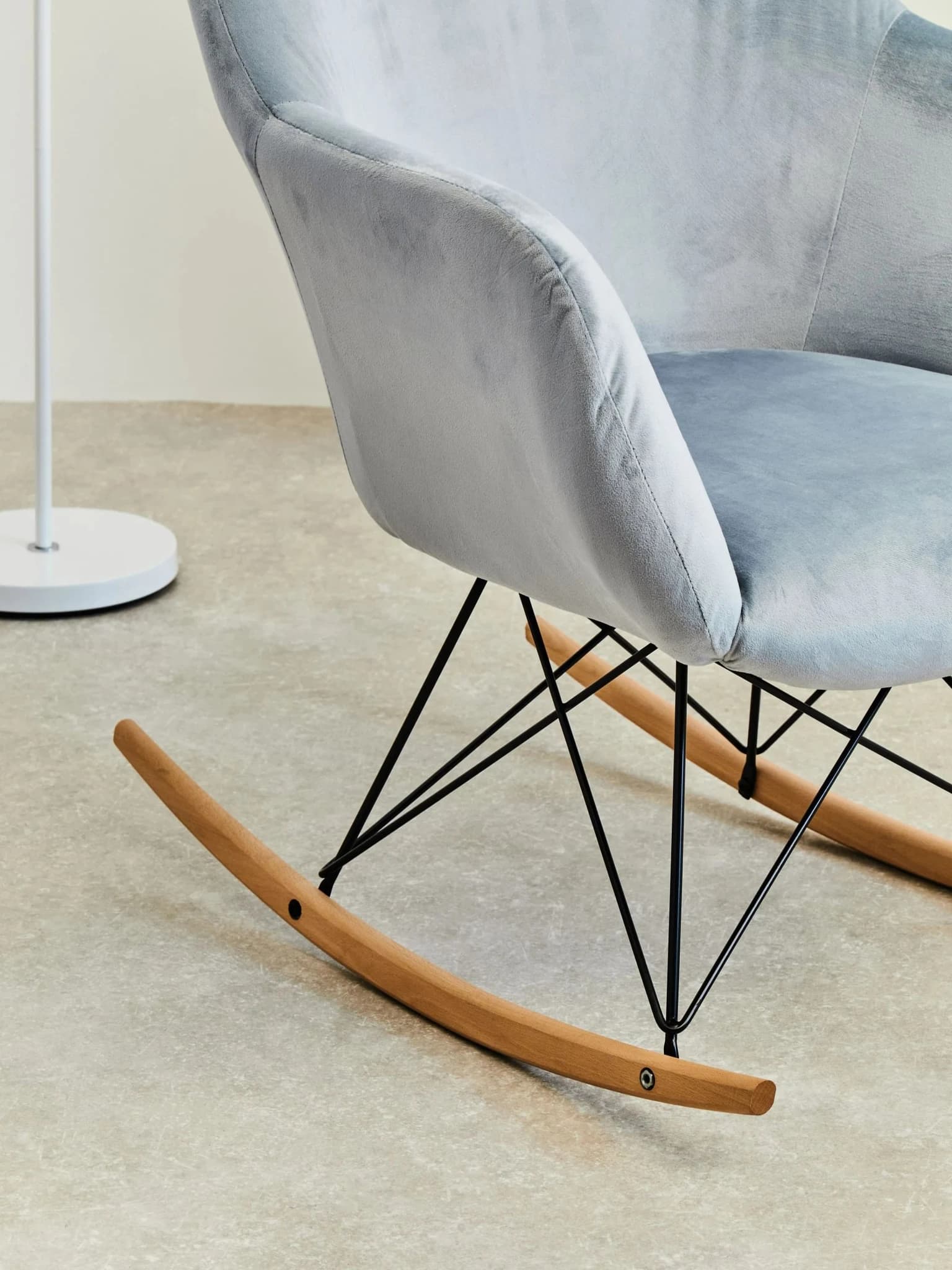 Stockholm Small Blue Velvet Rocking Chair - Seating, photo 7 of 8