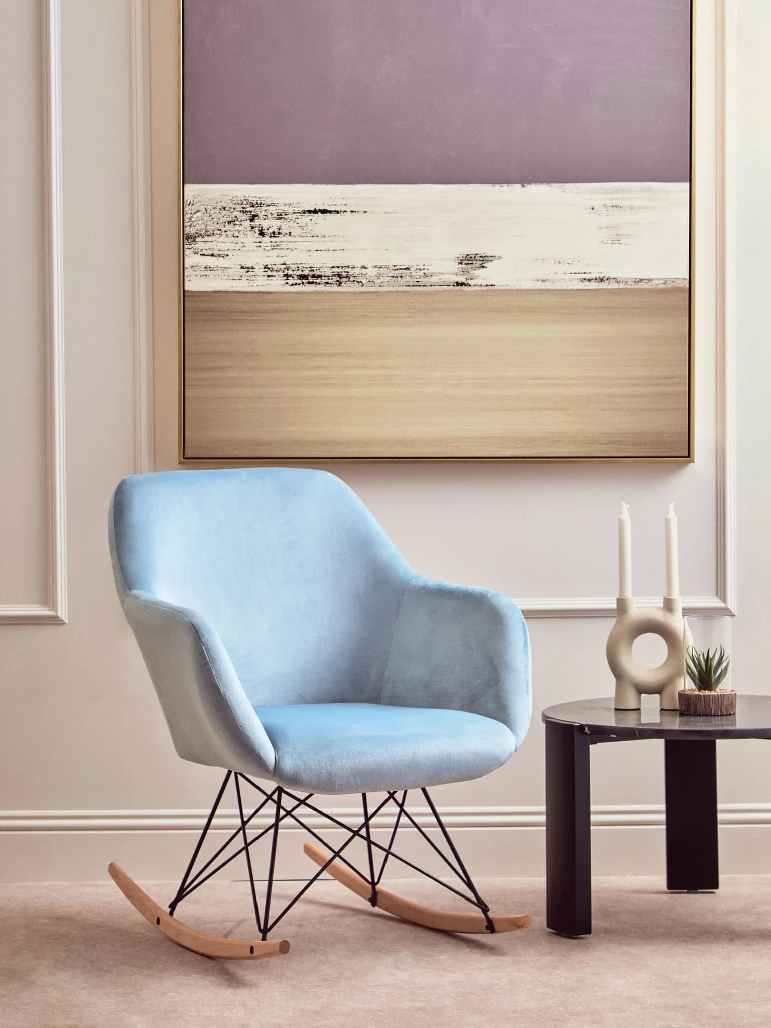 Stockholm Small Blue Velvet Rocking Chair - Seating, photo 6 of 8