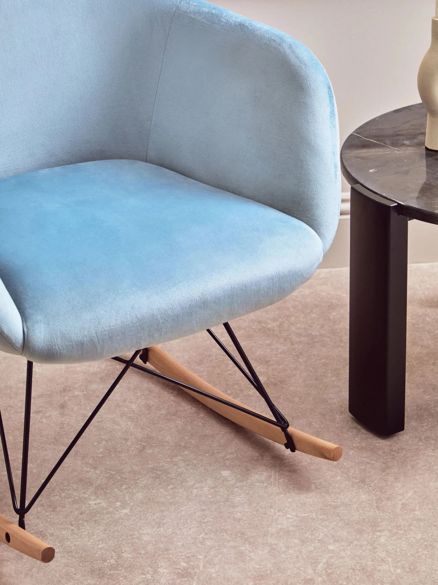 Stockholm Small Blue Velvet Rocking Chair - Seating, photo 4 of 8