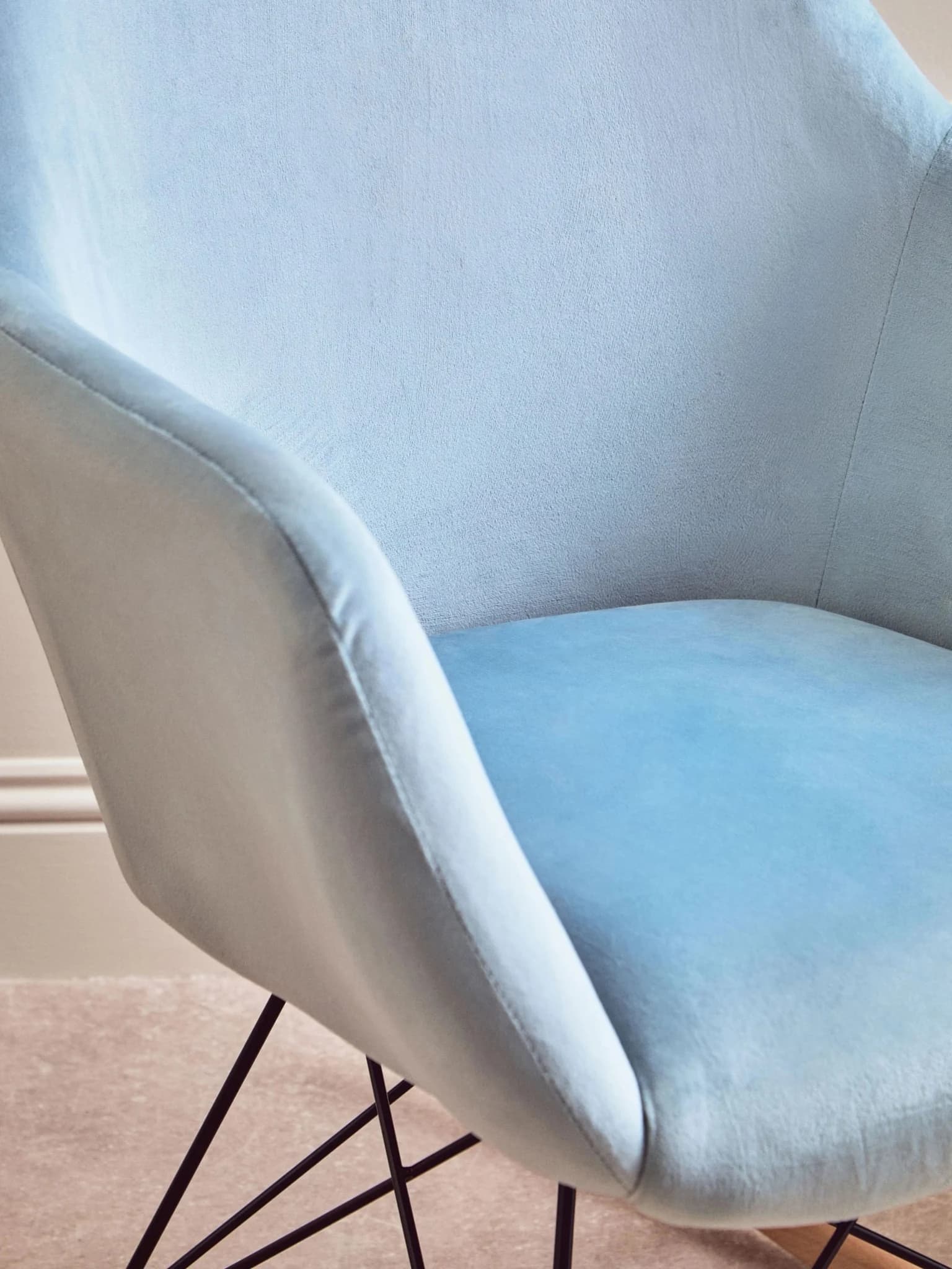 Stockholm Small Blue Velvet Rocking Chair - Seating, photo 3 of 8