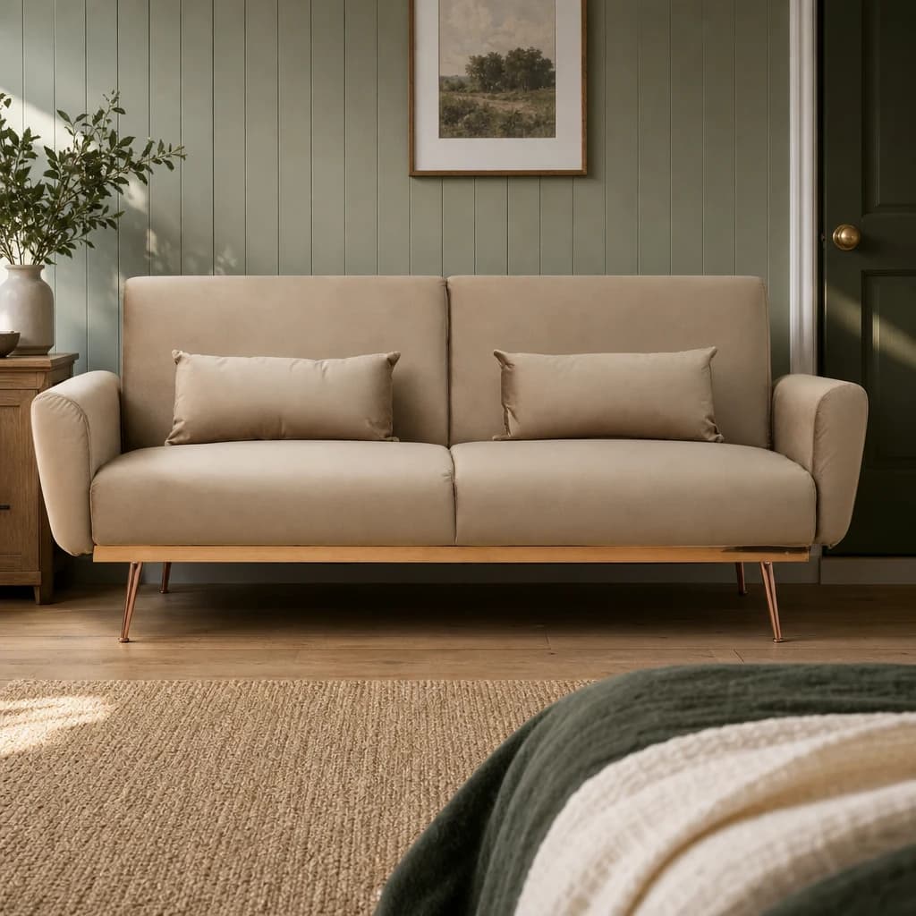Hatton Mink Velvet Sofa Bed - Seating, photo 1 of 8