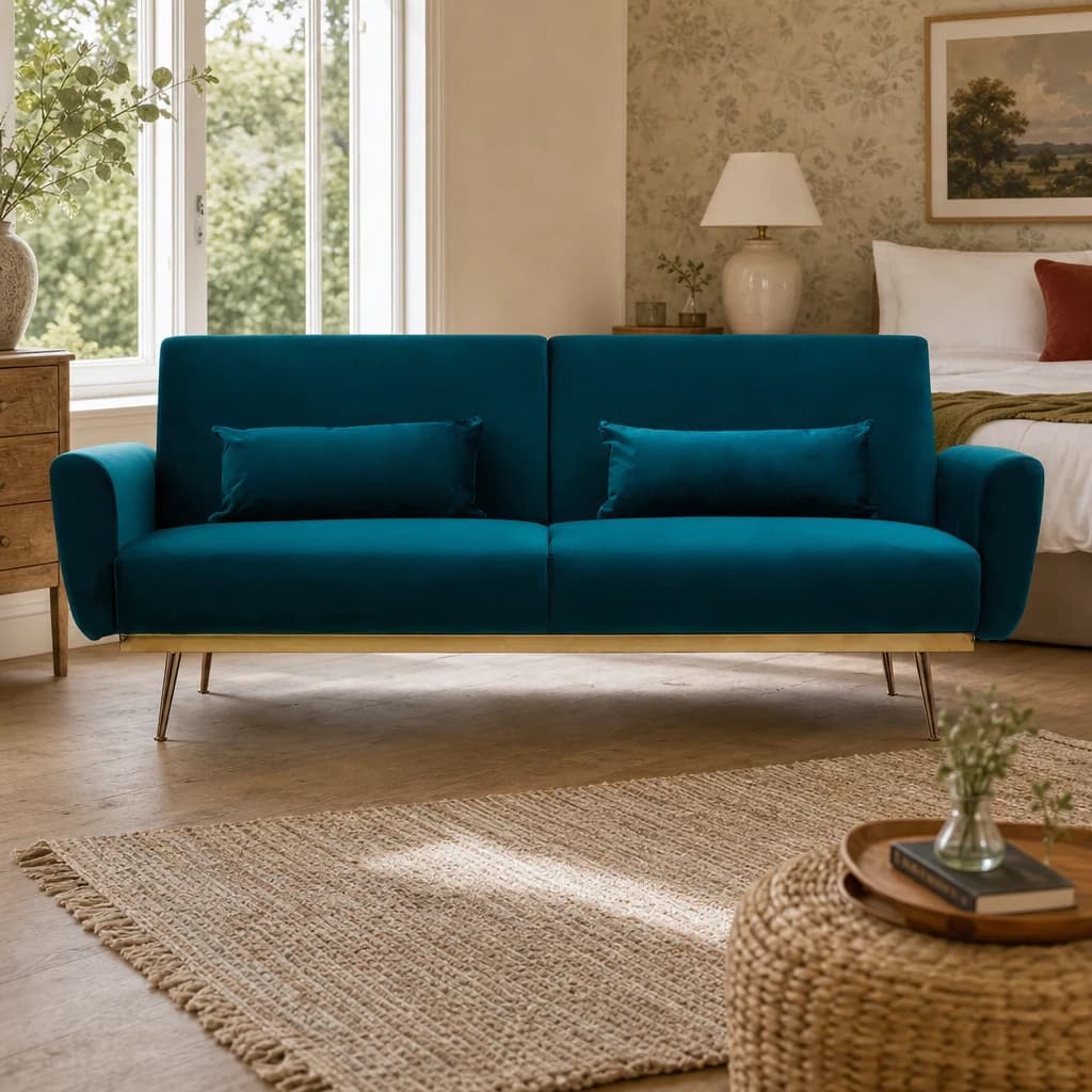 Hatton Green Velvet Sofa Bed - Seating, photo 1 of 8