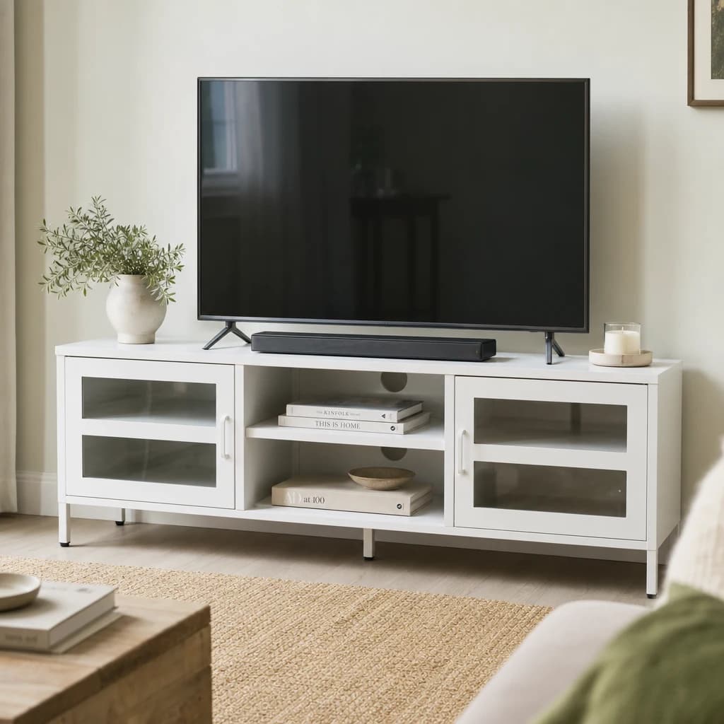 Acier Two Door White Metal Media Unit - Bookcases & shelving, photo 1 of 8