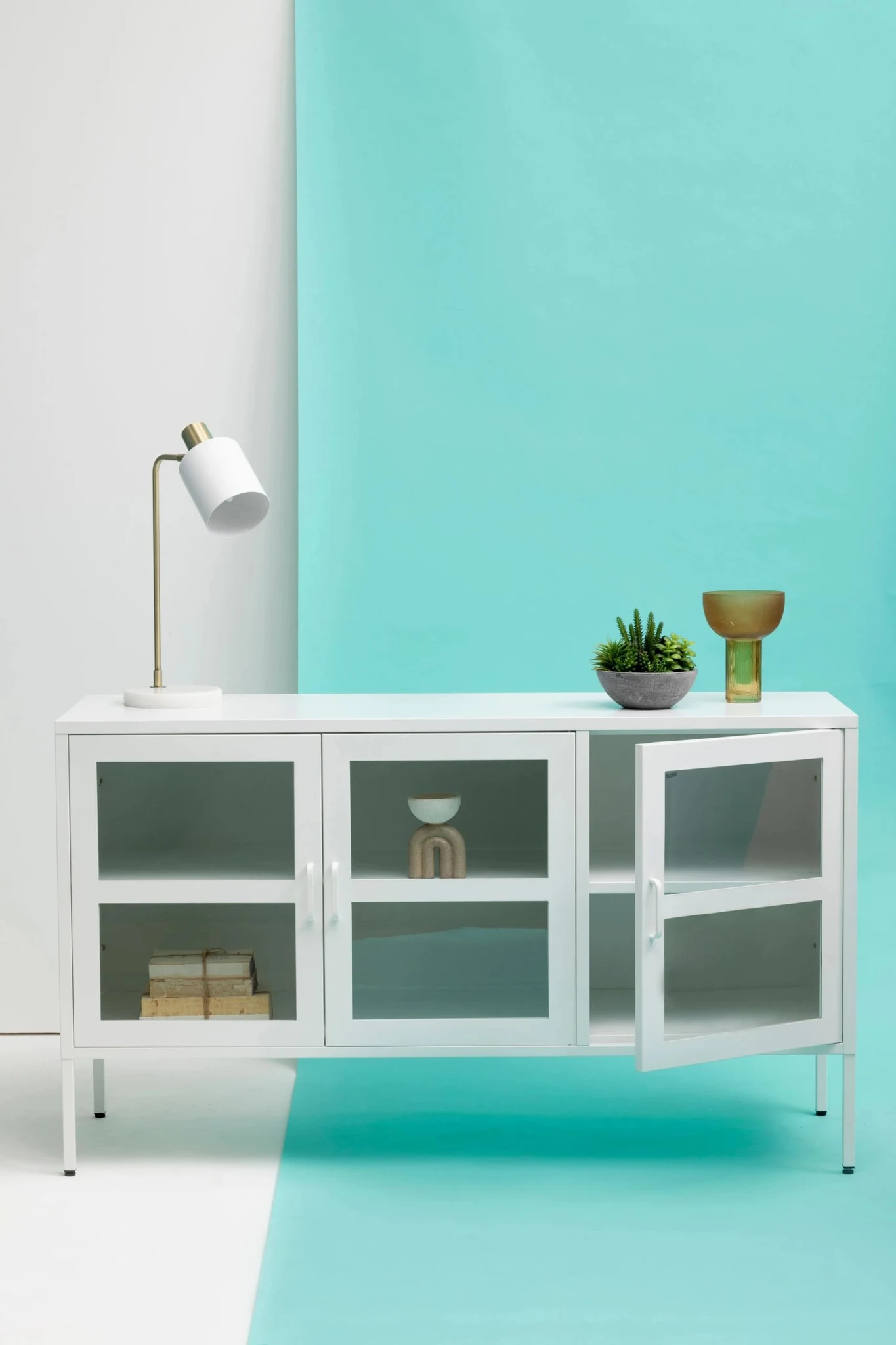 Acier Three Door White Metal Sideboard - Bookcases & shelving, photo 7 of 8