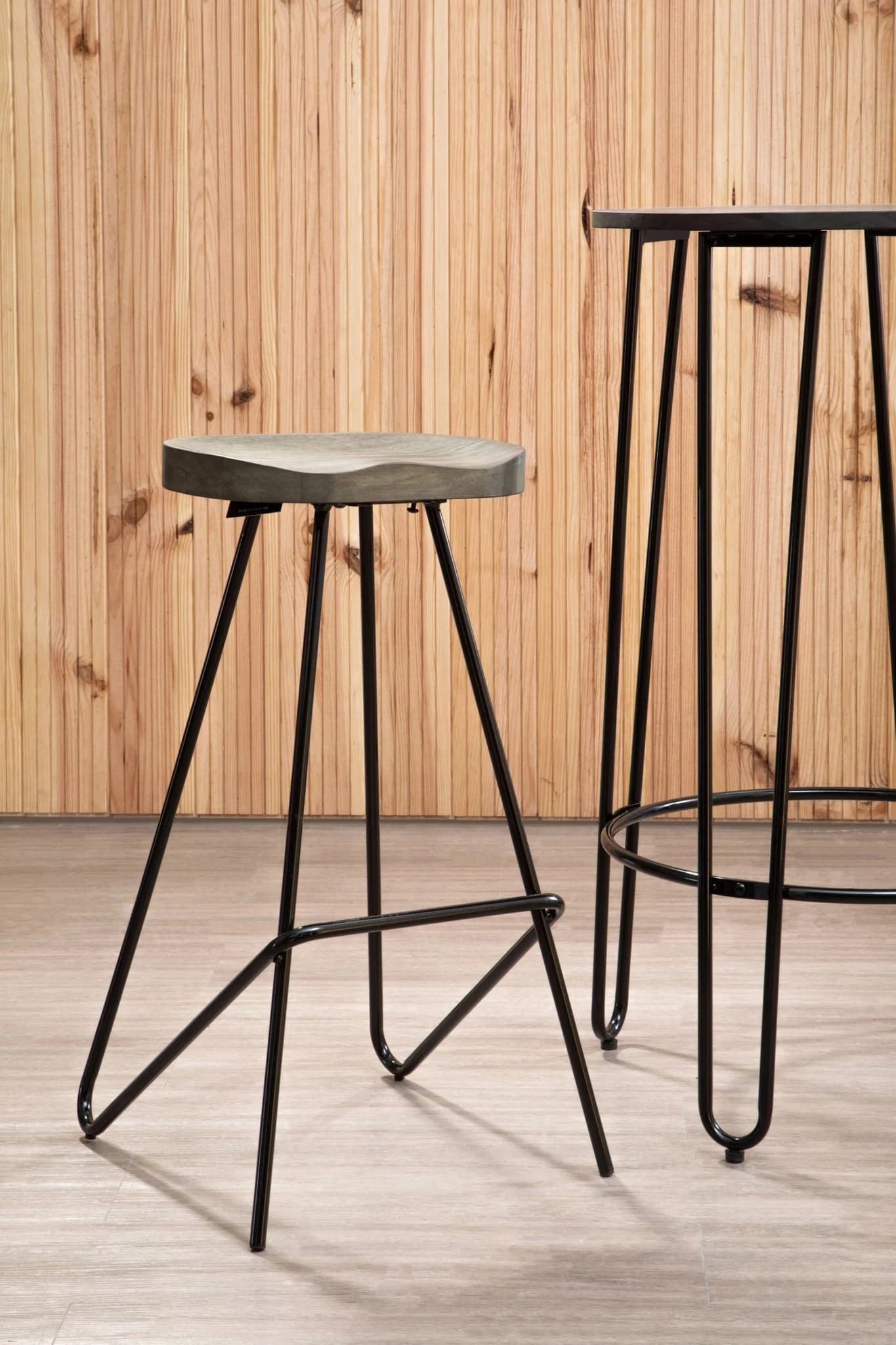 District Wooden Top Bar Stool With Metal Legs - Seating, photo 6 of 8