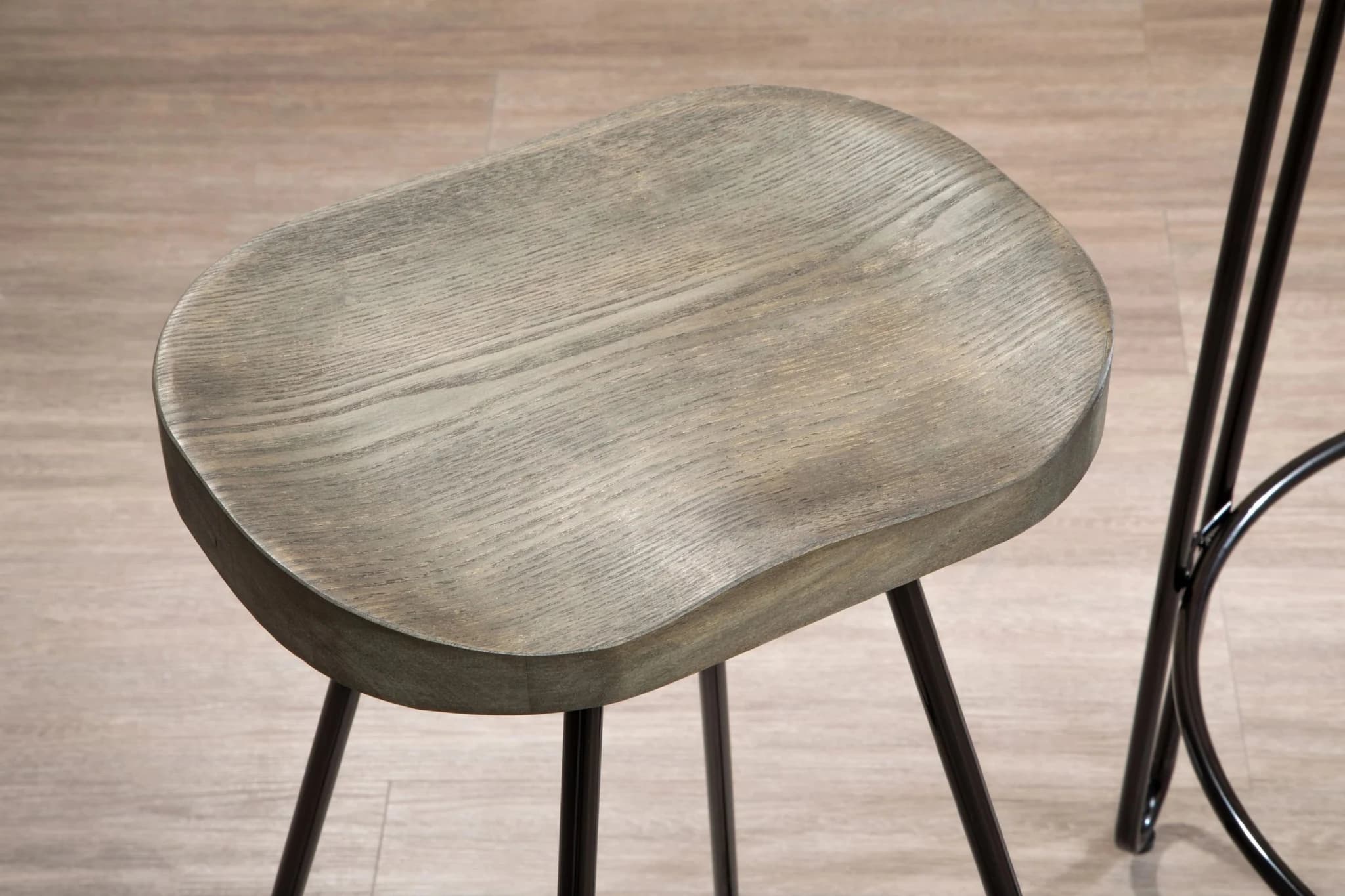 District Wooden Top Bar Stool With Metal Legs - Seating, photo 4 of 8