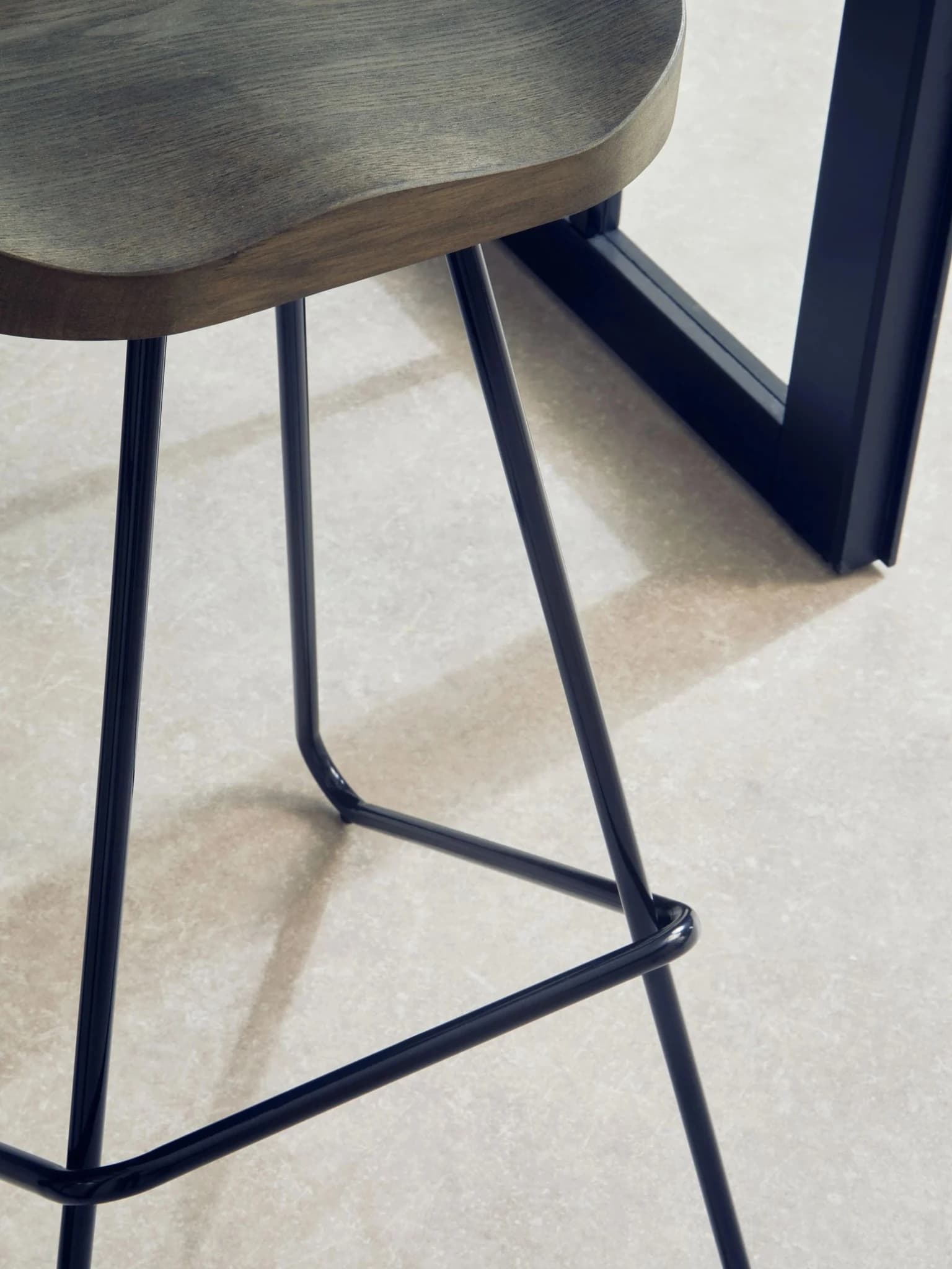 District Wooden Top Bar Stool With Metal Legs - Seating, photo 2 of 8