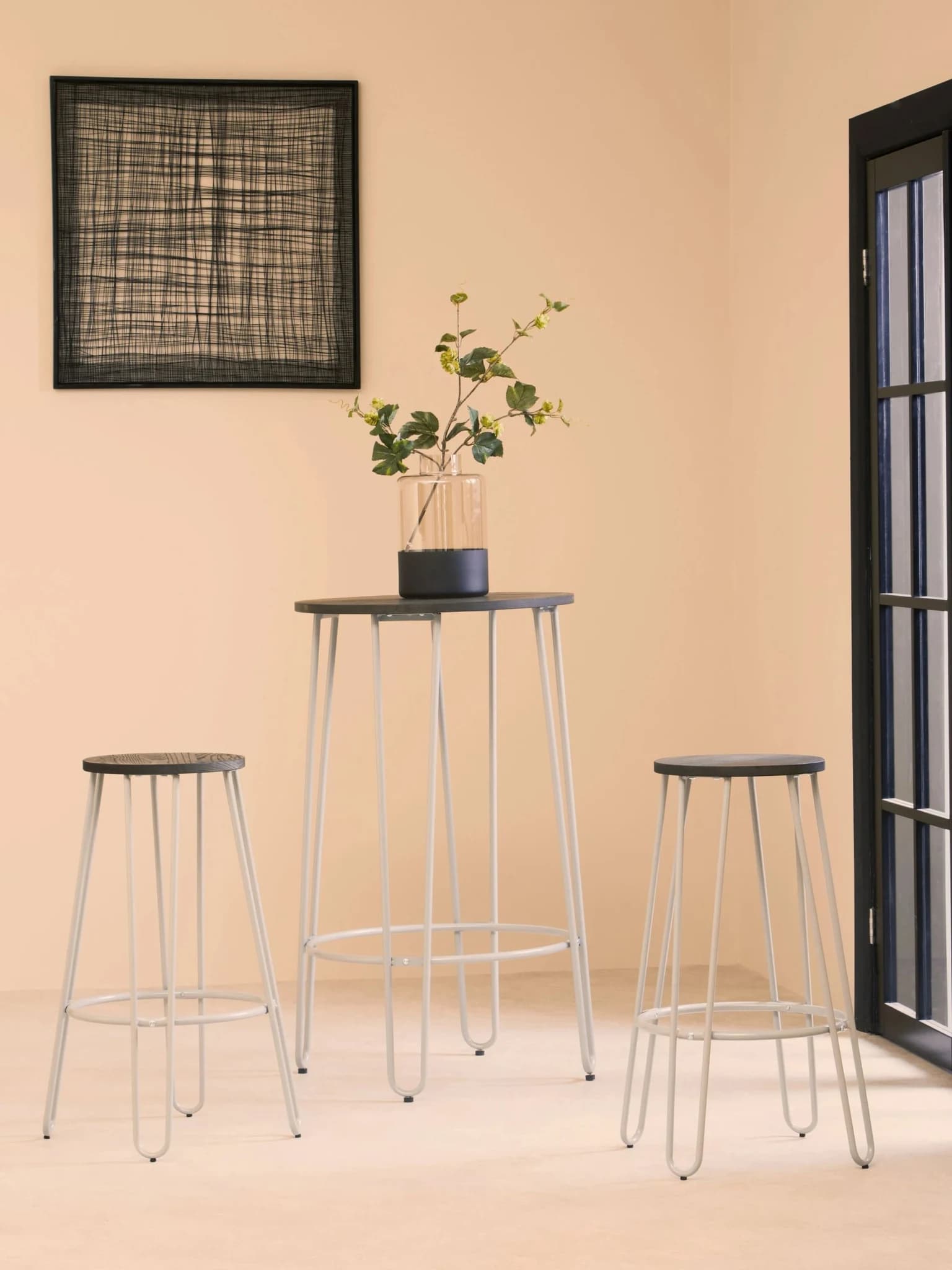 District 3 Piece Elm Wood Bar Table And Stool Set - Seating, photo 3 of 8