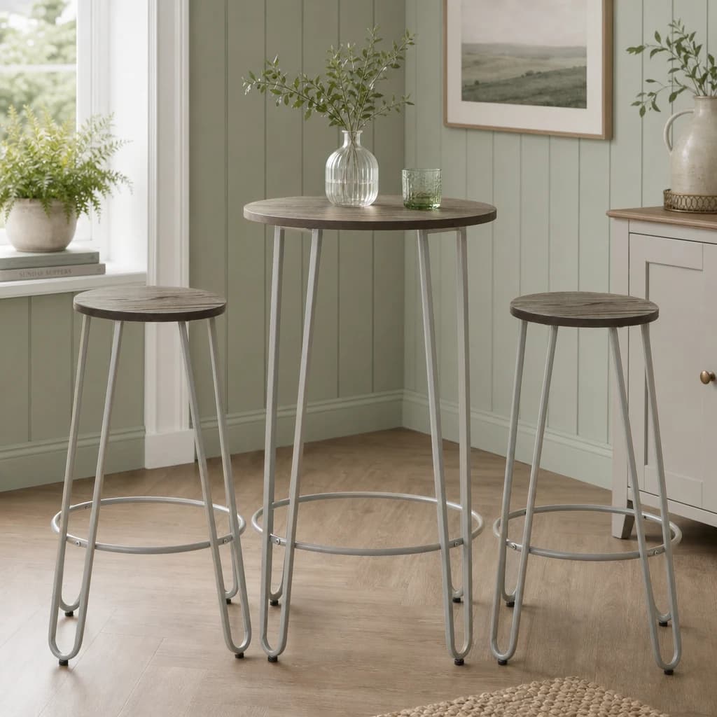 District 3 Piece Elm Wood Bar Table And Stool Set - Seating, photo 1 of 8