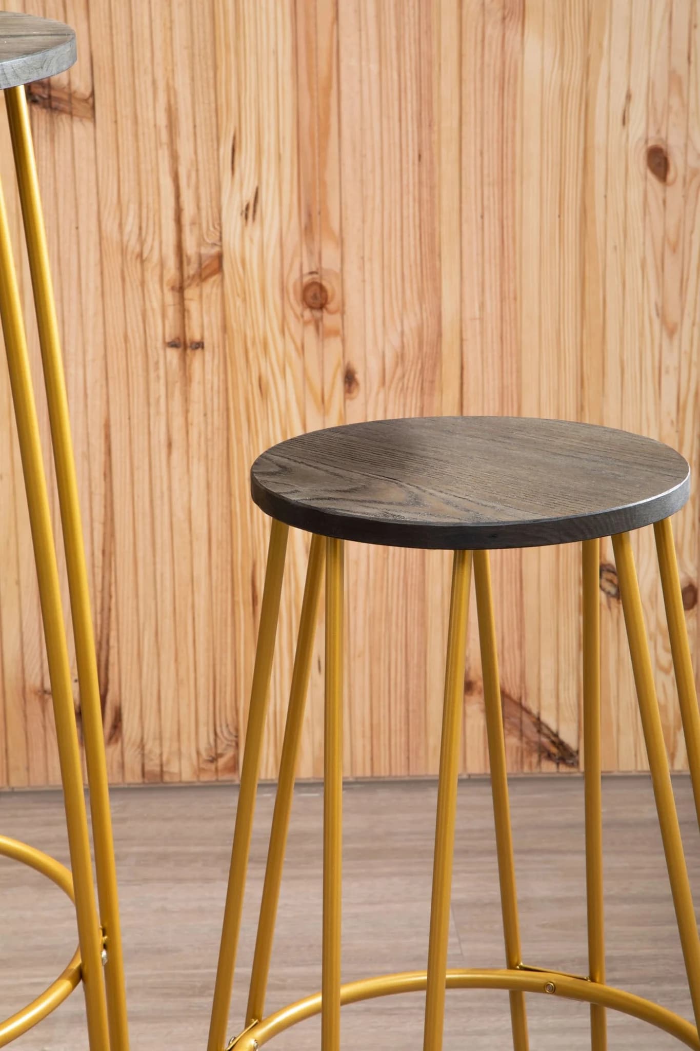 District 3 Piece Gold Finish Bar Table Stool Set - Seating, photo 6 of 8
