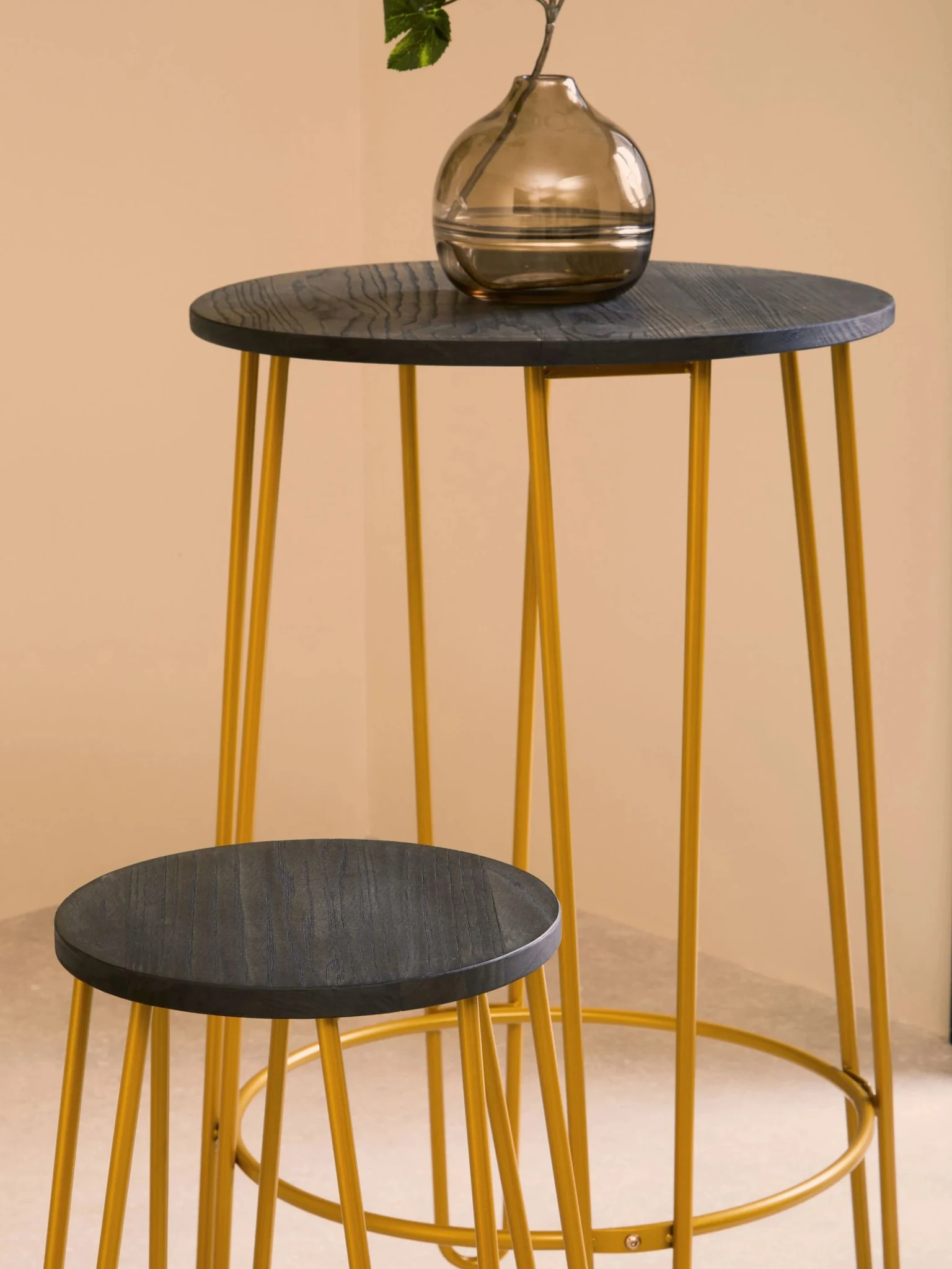District 3 Piece Gold Finish Bar Table Stool Set - Seating, photo 2 of 8