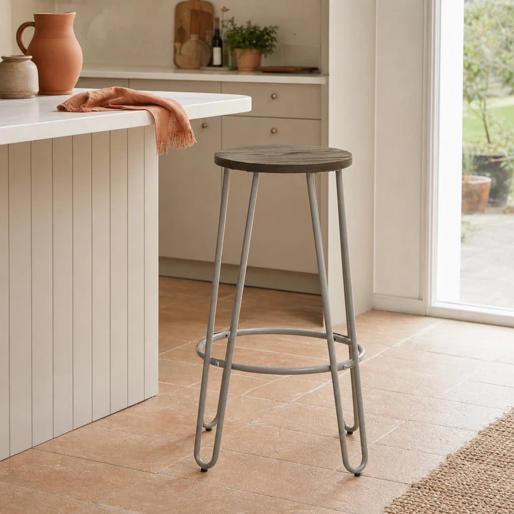 District Grey Finish Metal Frame Bar Stool - Seating, photo 1 of 6