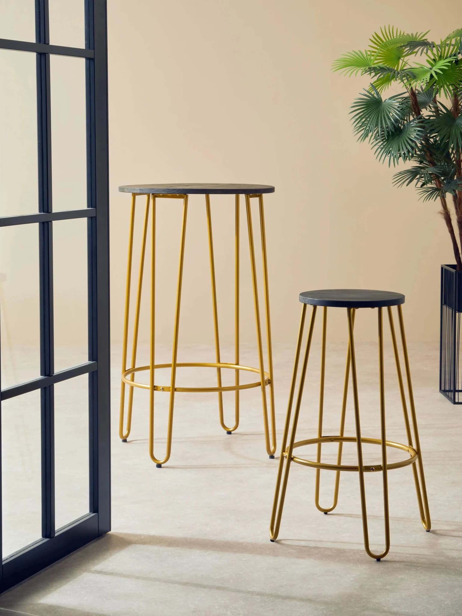 District Gold Finish Metal Frame Bar Stool - Seating, photo 3 of 6
