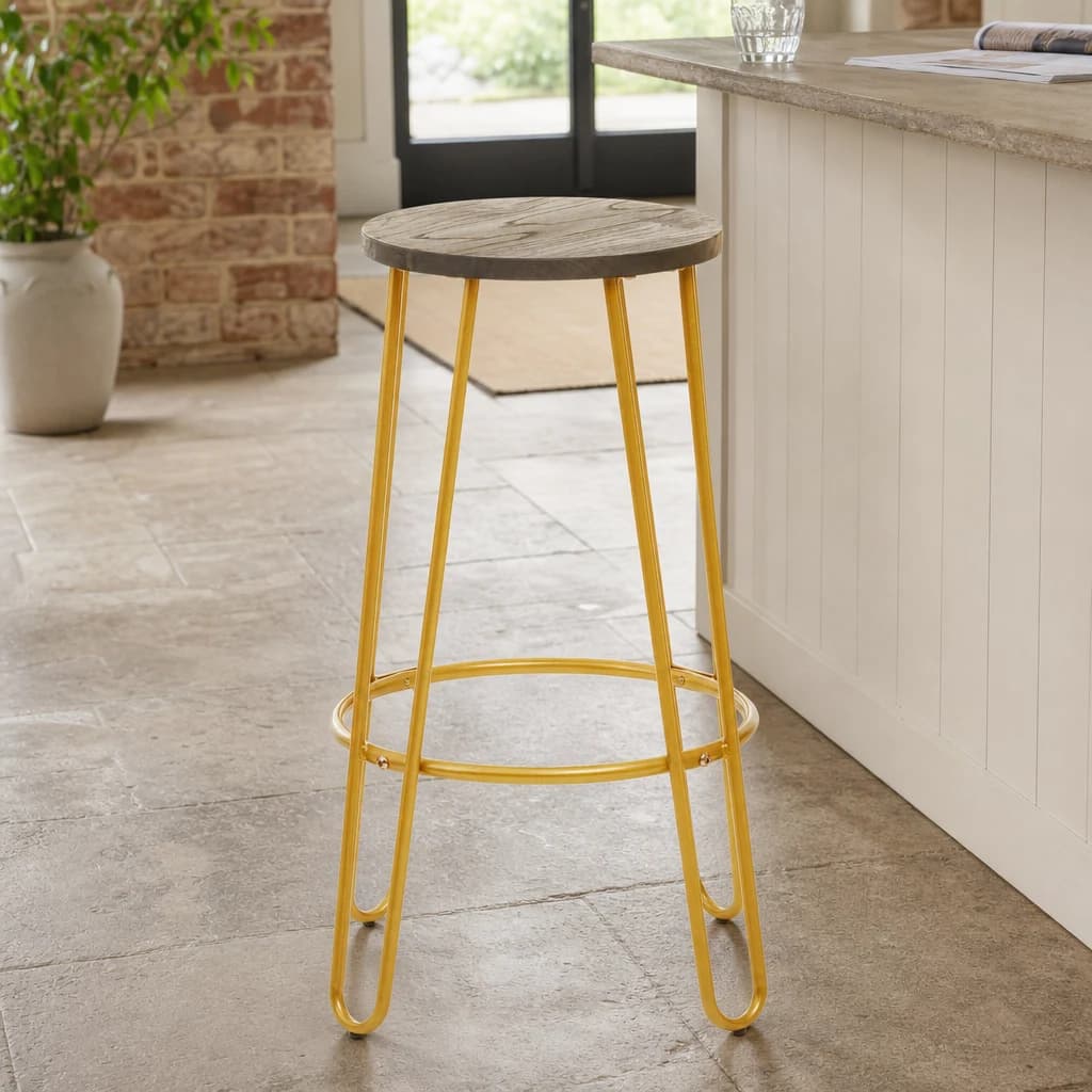 District Gold Finish Metal Frame Bar Stool - Seating, photo 1 of 6