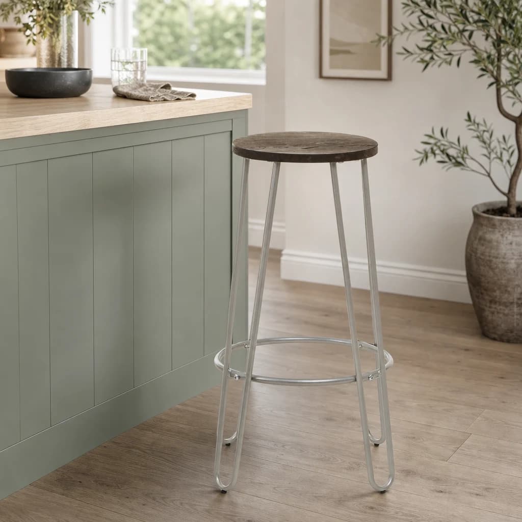 District Barstool with Silver Metal Legs - Seating, photo 1 of 6