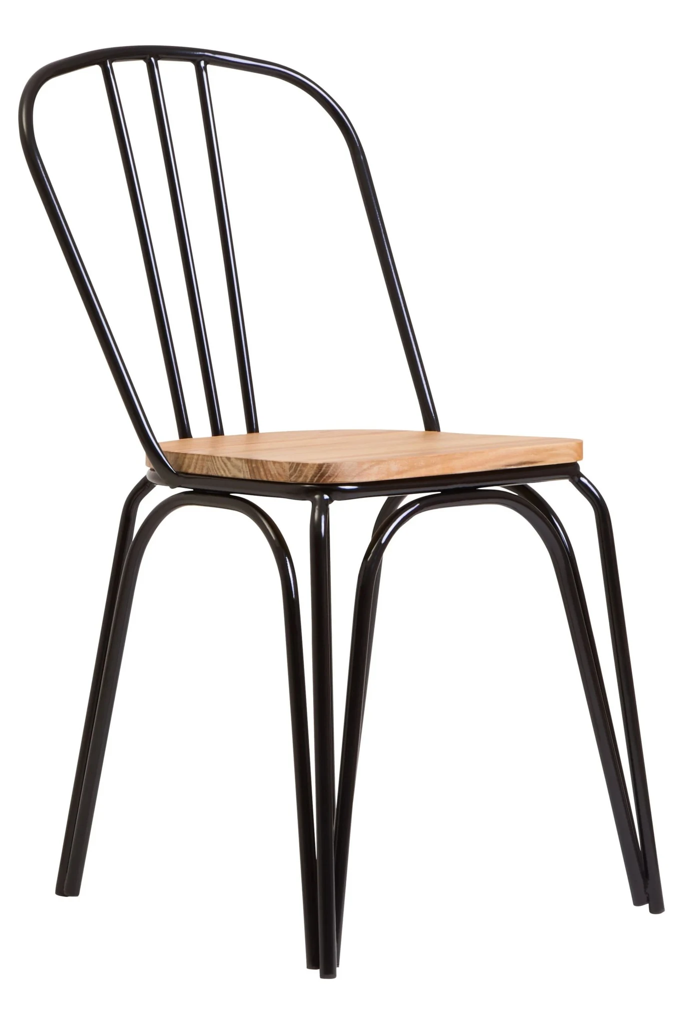 District Dining Chair Elm Wood Seat With Black Finish Metal Frame - Seating, photo 4 of 8